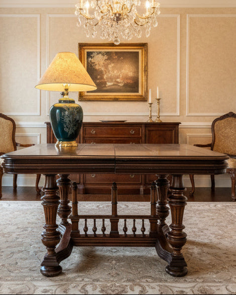 American Renaissance Revival Walnut Extension Dining Table – Hand-Rubbed Finish, c.1880