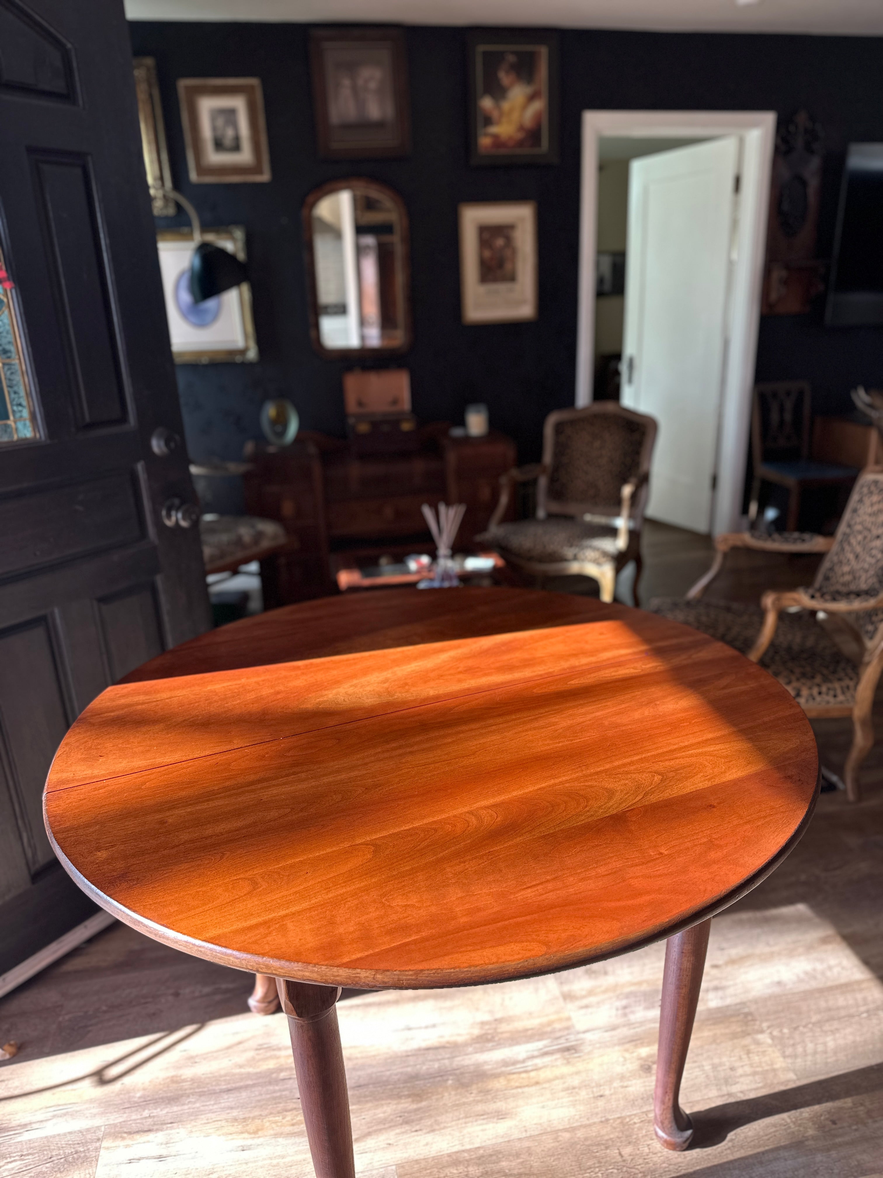 1955 Leopold Stickley Cherry Dining Table | Refinished Solid Wood Oval Extension Table
