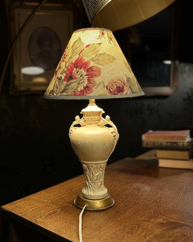 Antique Neoclassical Ceramic Lamp with Early Leviton Push-Through Socket, c. 1890–1918
