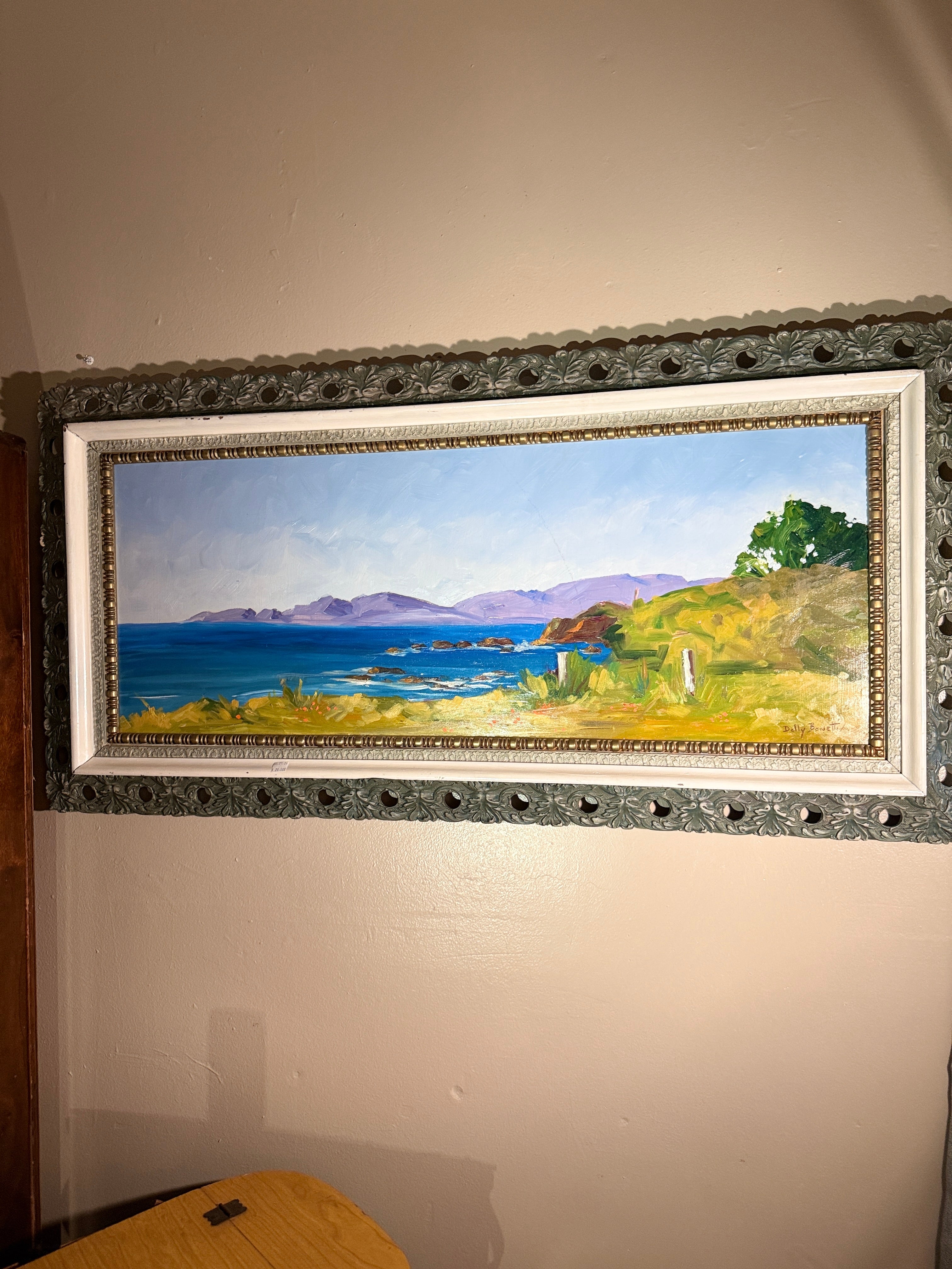 Dolly Bonetti “California Coastline” Signed California Coastal Landscape Oil on Canvas, San Francisco Artist, c. Late 50s-1960s