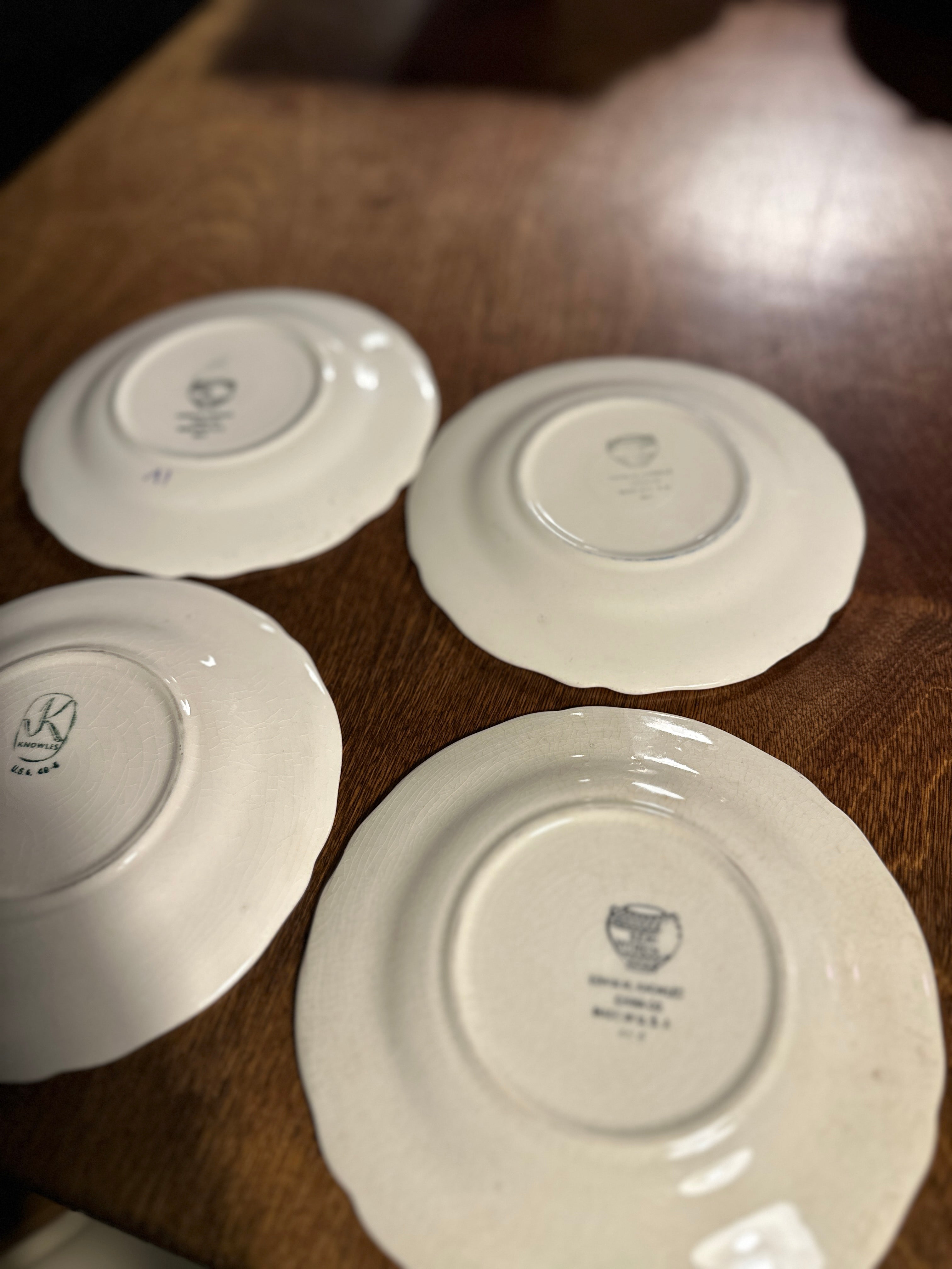 Mid-Century American Floral Restaurant Plates by Knowles China Company (Set of 5)
