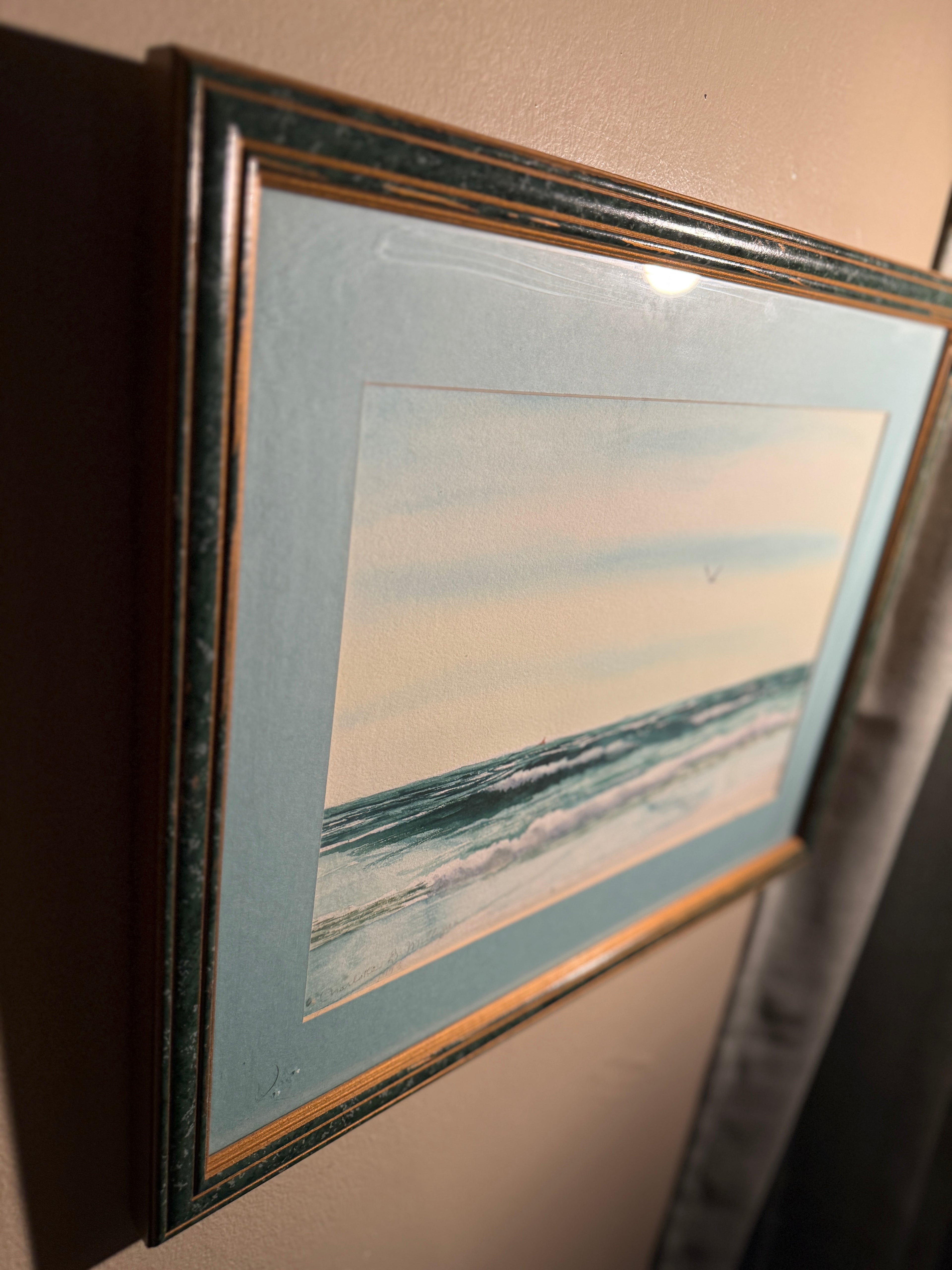 Pair of Coastal Seascape Watercolors by Charlotte Bancheri Milligan (1936–2017), Signed and Dated 1993