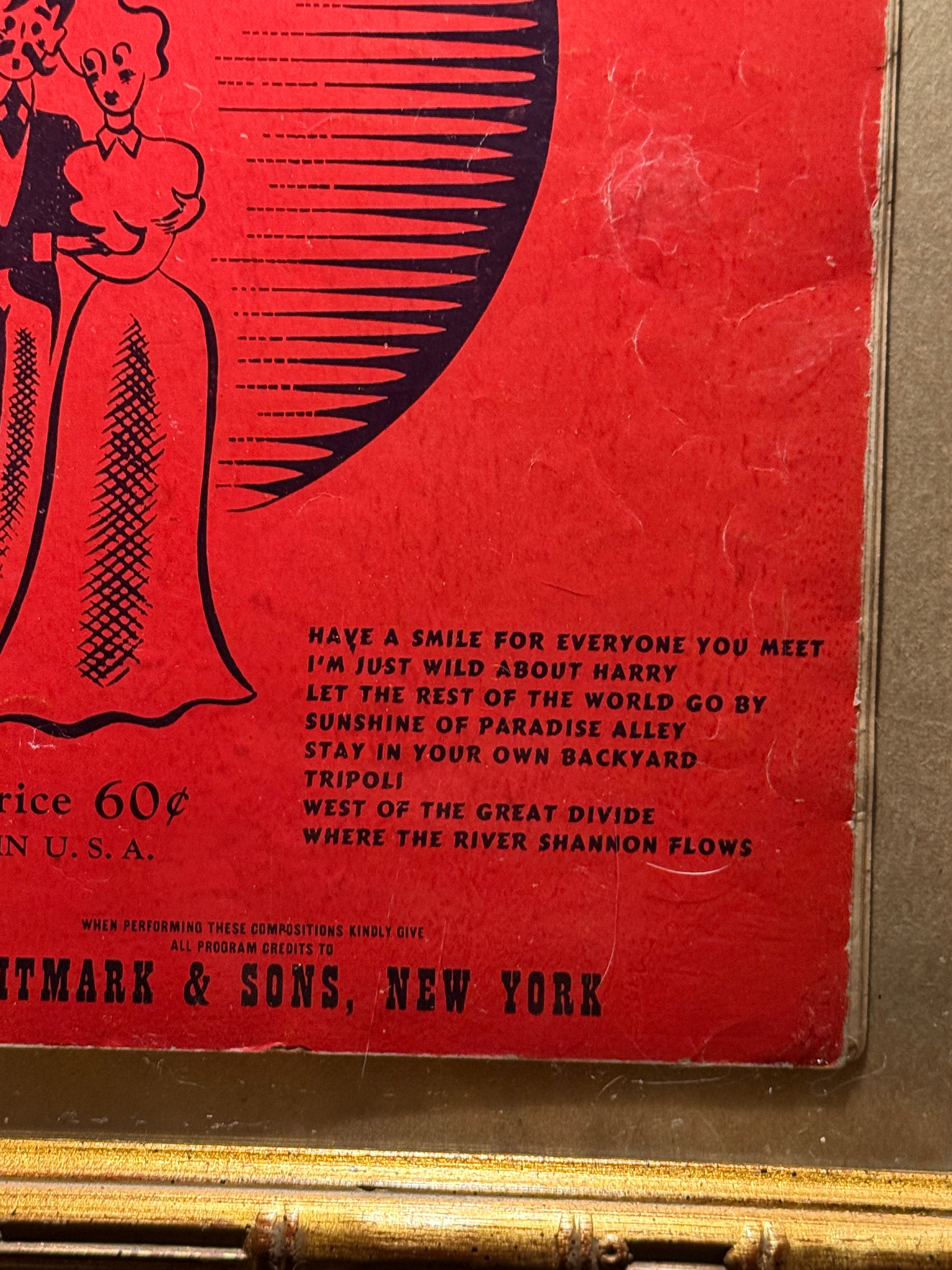 Framed “Old Time Songs” by M. Witmark & Sons, New York – Early 20th Century Sheet Music Collection, c. 1915–1925