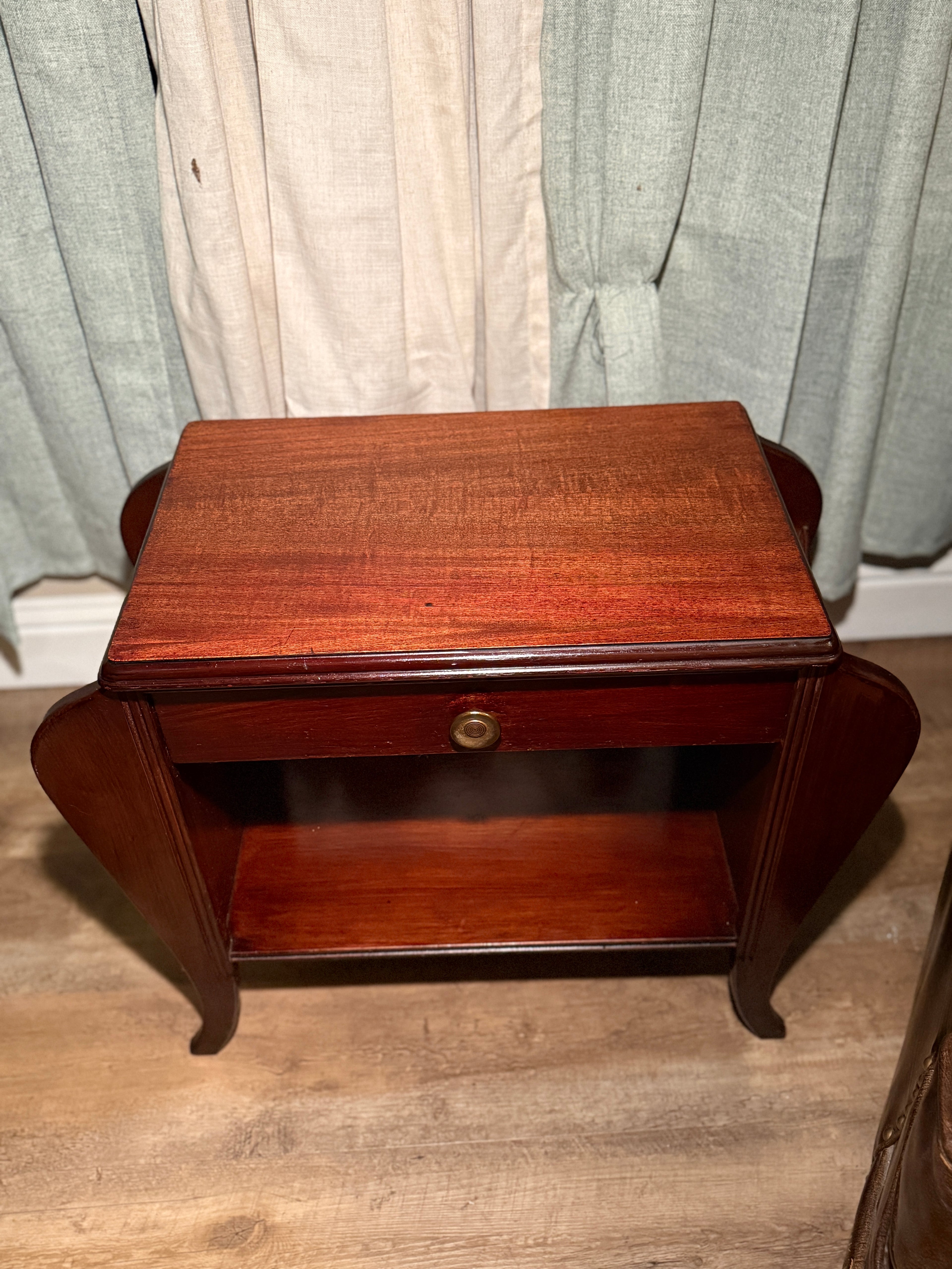 Refurbished Art Deco Mahogany Bedside Table c. 1930s–40s