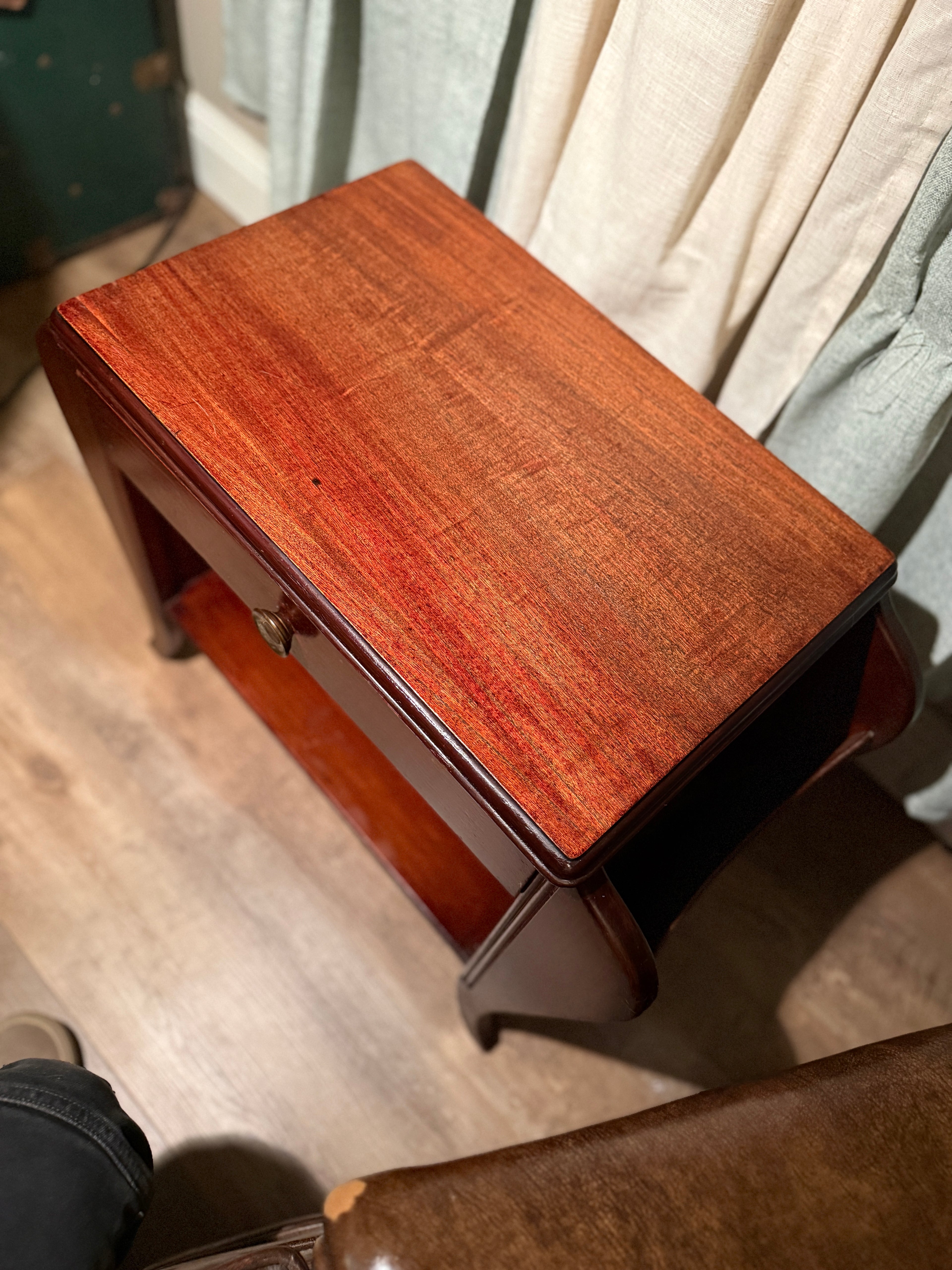 Refurbished Art Deco Mahogany Bedside Table c. 1930s–40s