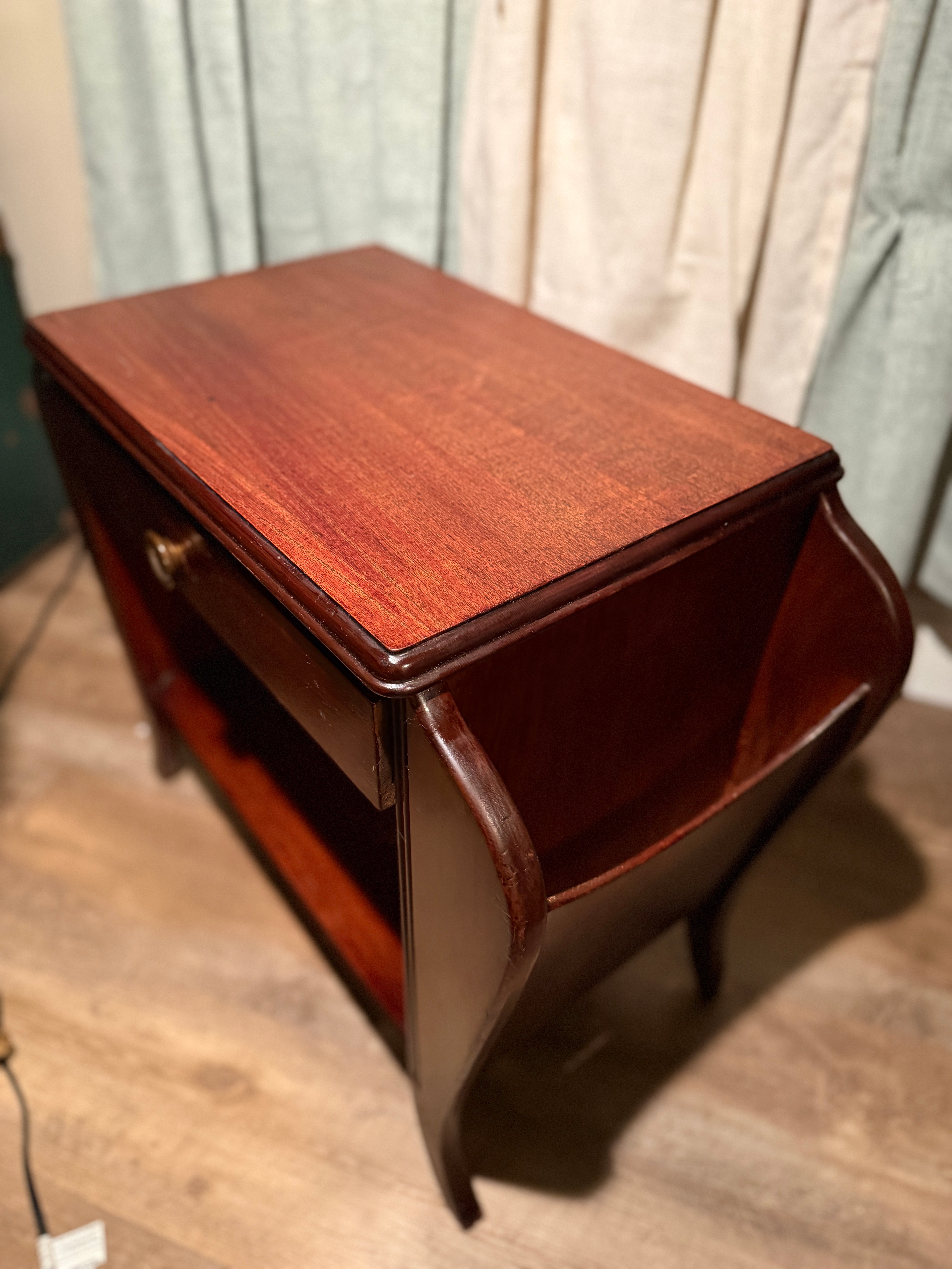 Refurbished Art Deco Mahogany Bedside Table c. 1930s–40s