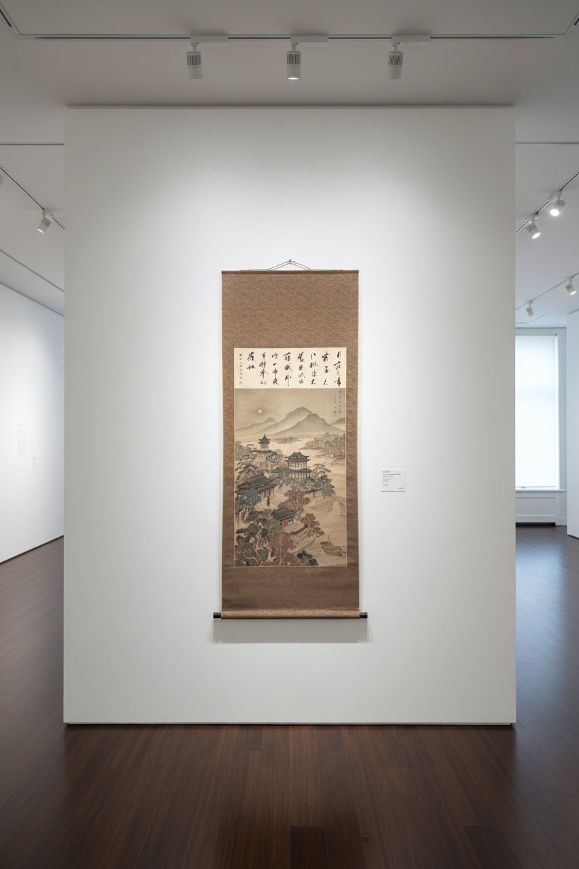 Monumental Republic Period Chinese Hanging Scroll Landscape, 6' x 3', c. 1912-1940