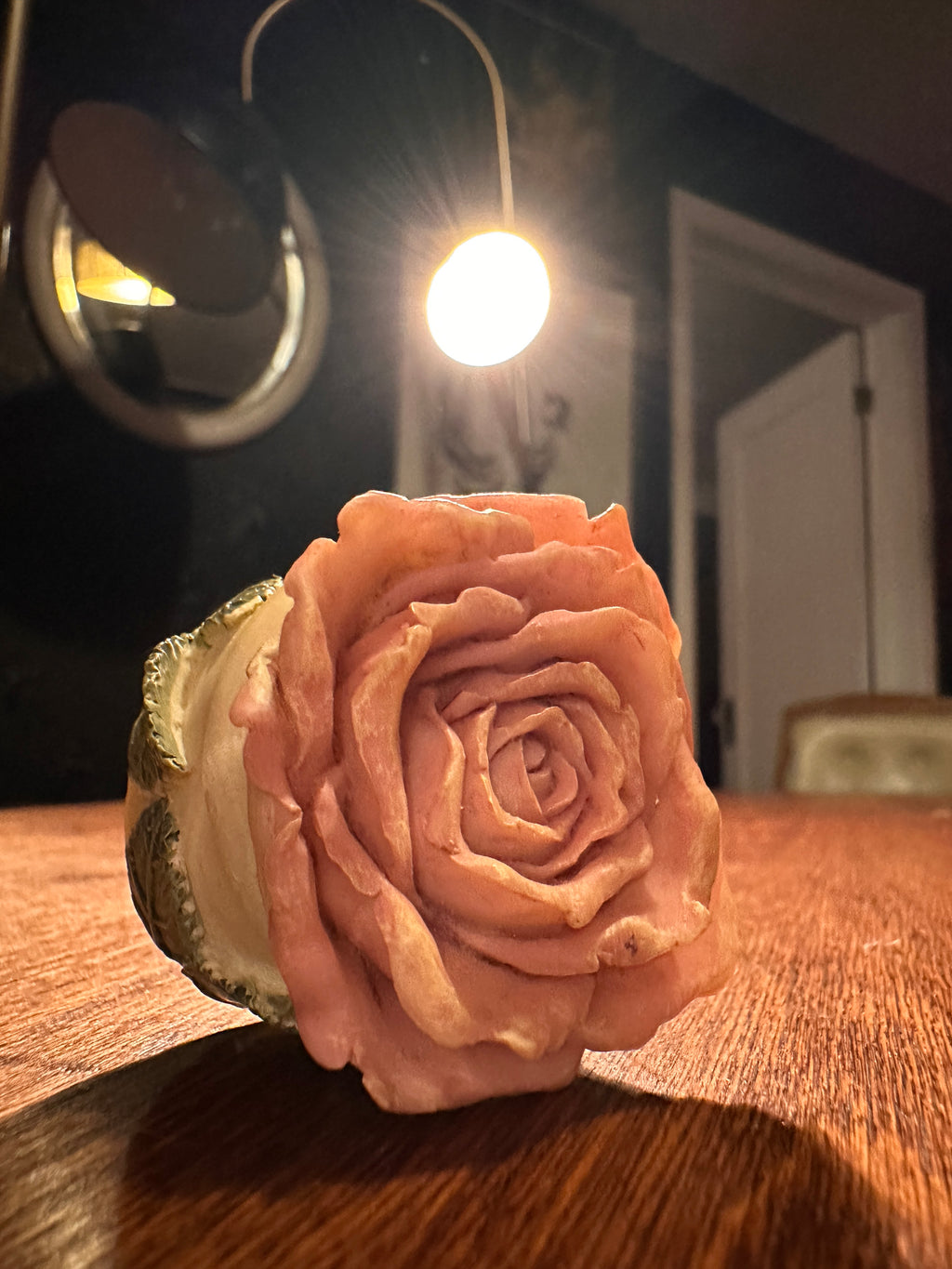 Vintage Porcelain Rose Trinket Box, c. 1960s
