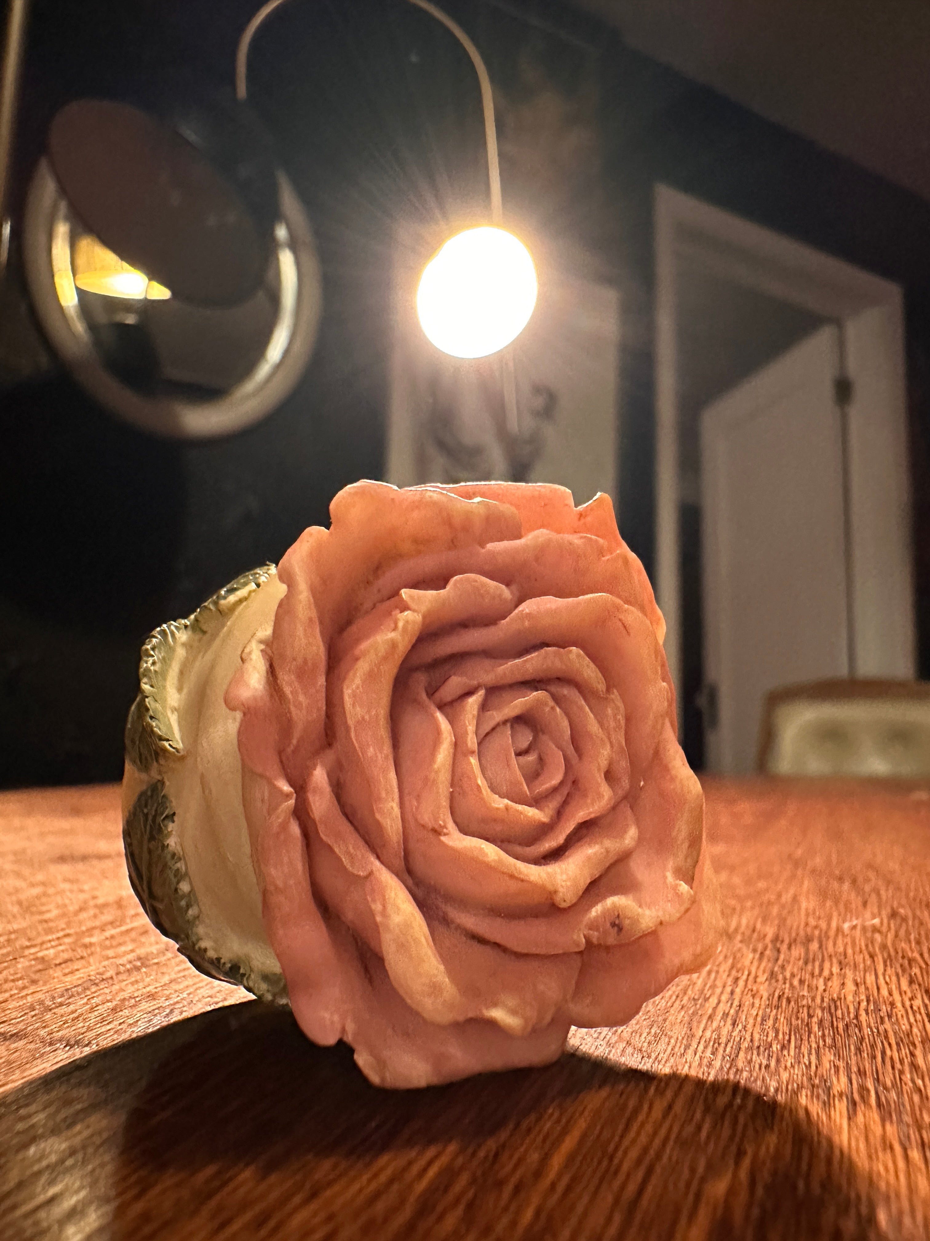Vintage Porcelain Rose Trinket Box, c. 1960s