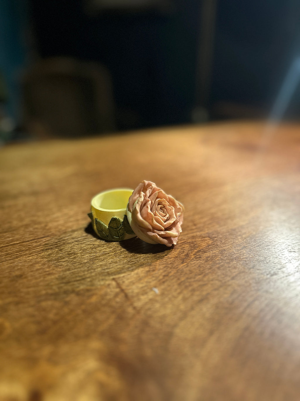 Vintage Porcelain Rose Trinket Box, c. 1960s