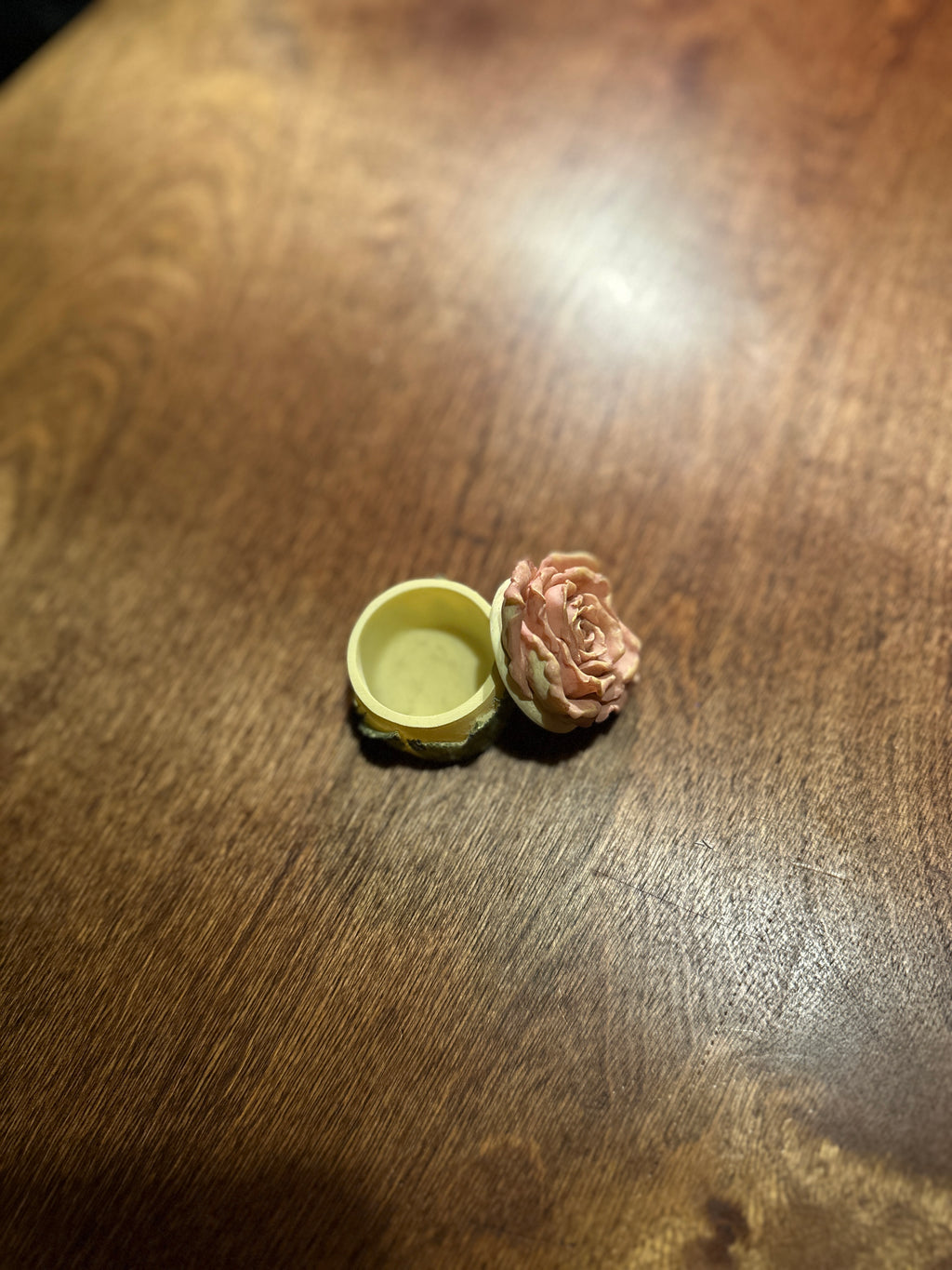 Vintage Porcelain Rose Trinket Box, c. 1960s