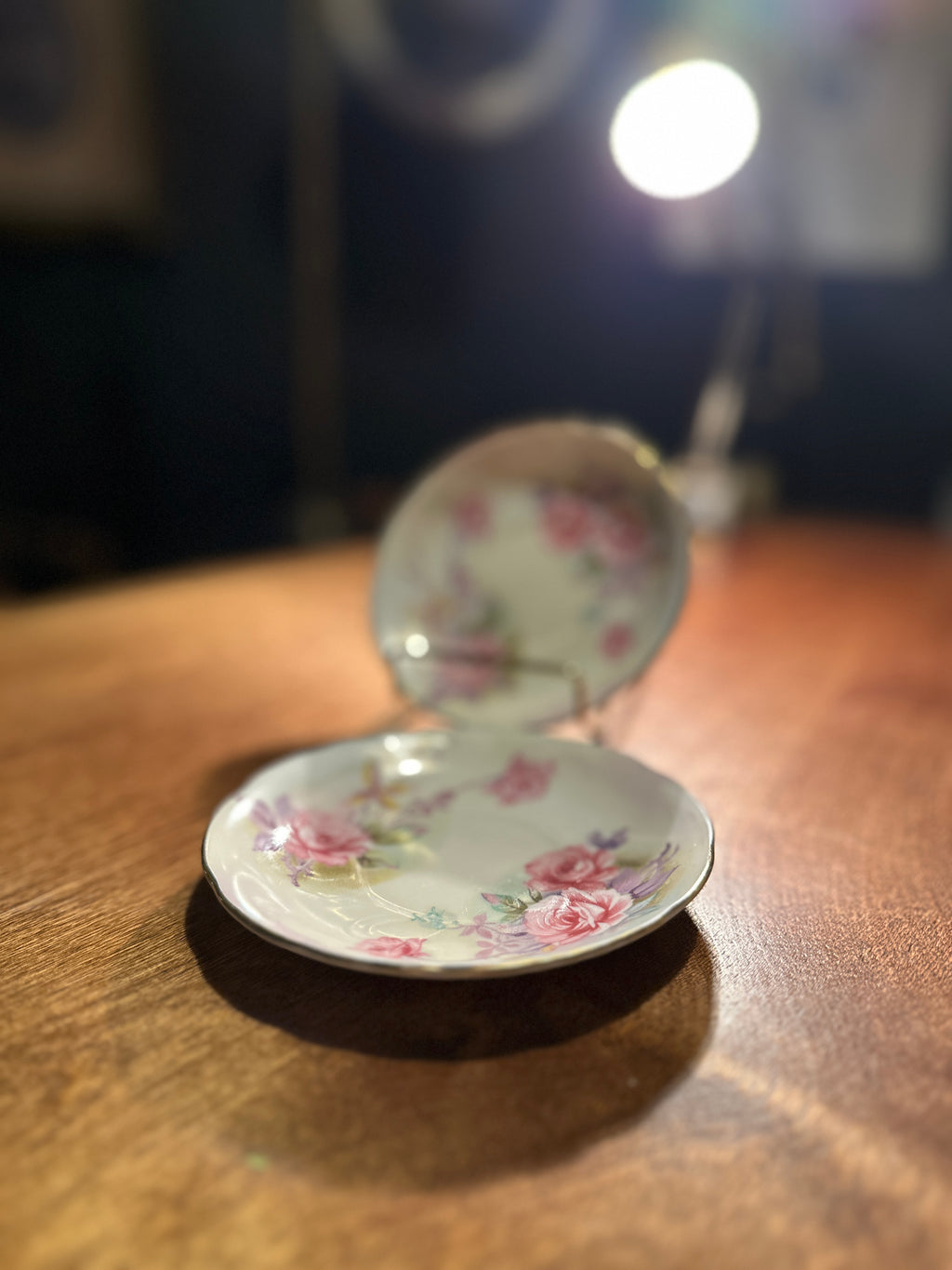 Vintage Limoges Porcelain Dessert Plate with Pink Rose Motif, c. 1930s–1940s