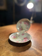Vintage Limoges Porcelain Dessert Plate with Pink Rose Motif, c. 1930s–1940s