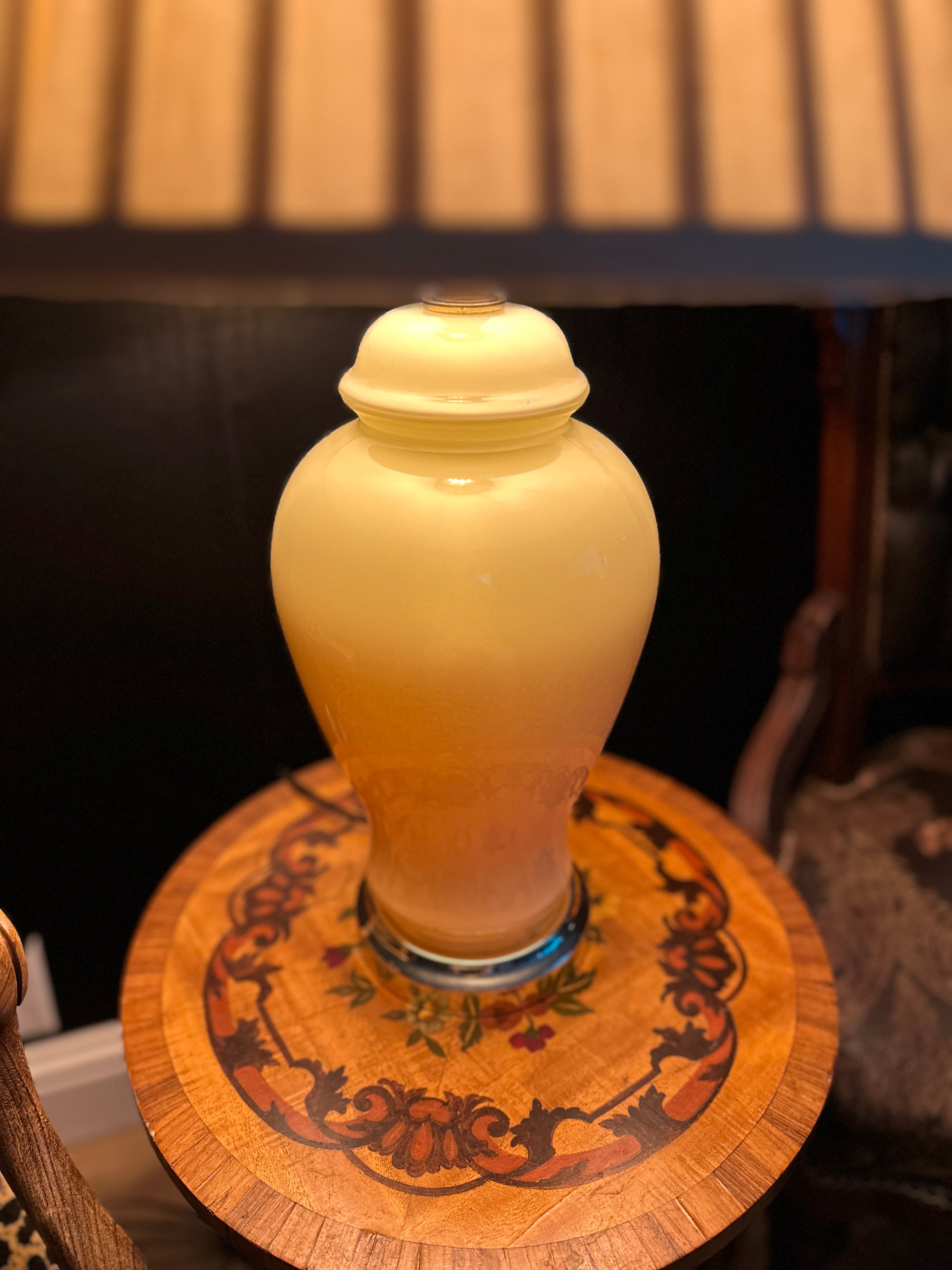 Mid-Century Opaline Glass Table Lamp with Peach Ombré Body, c. 1950s