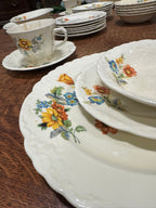 1930s Taylor, Smith & Taylor Floral Dinnerware Set, 53 Pieces