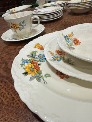 1930s Taylor, Smith & Taylor Floral Dinnerware Set, 53 Pieces