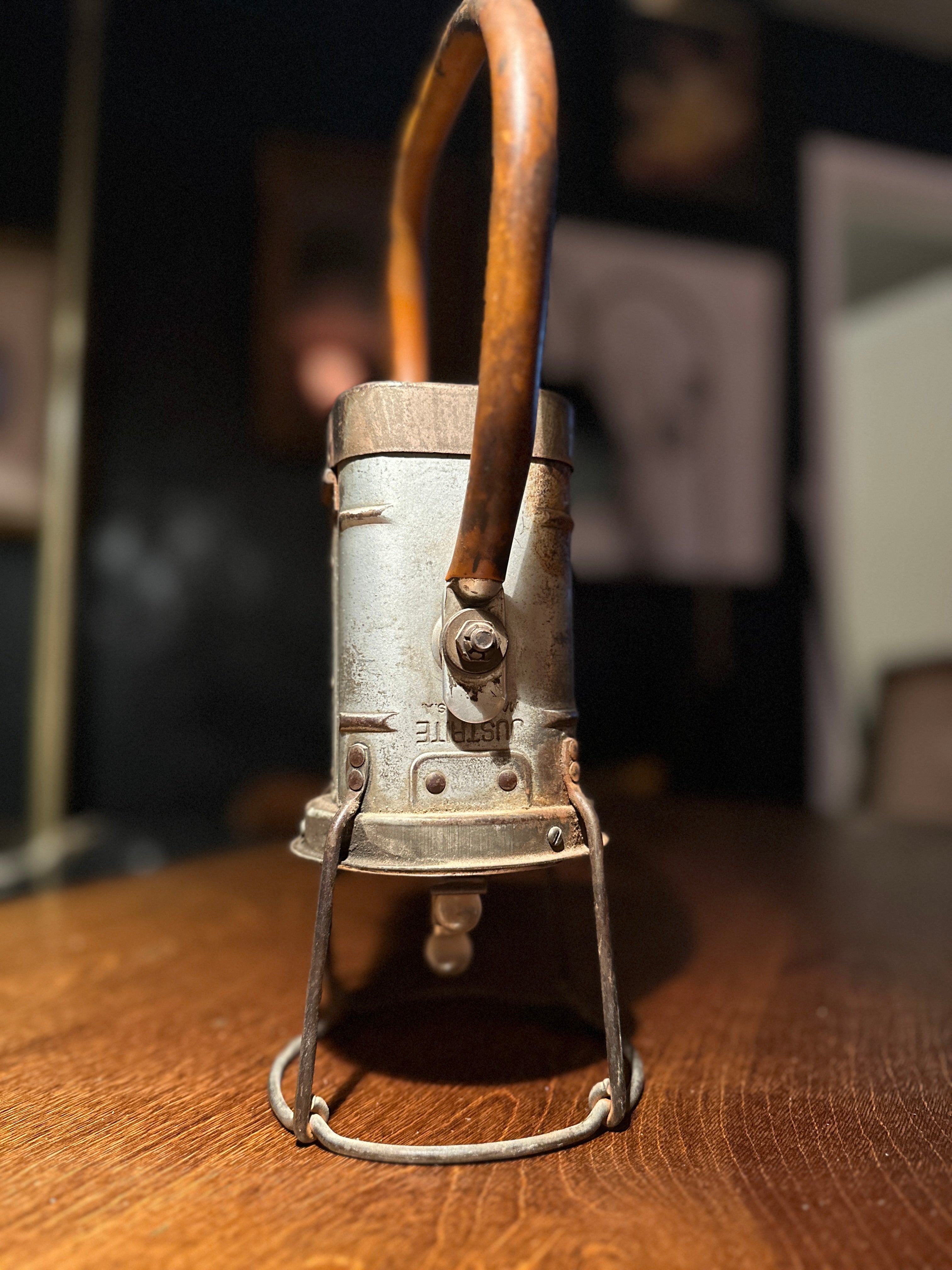 Antique Justrite Safety Lamp | Industrial Inspection Light Early 20th Century