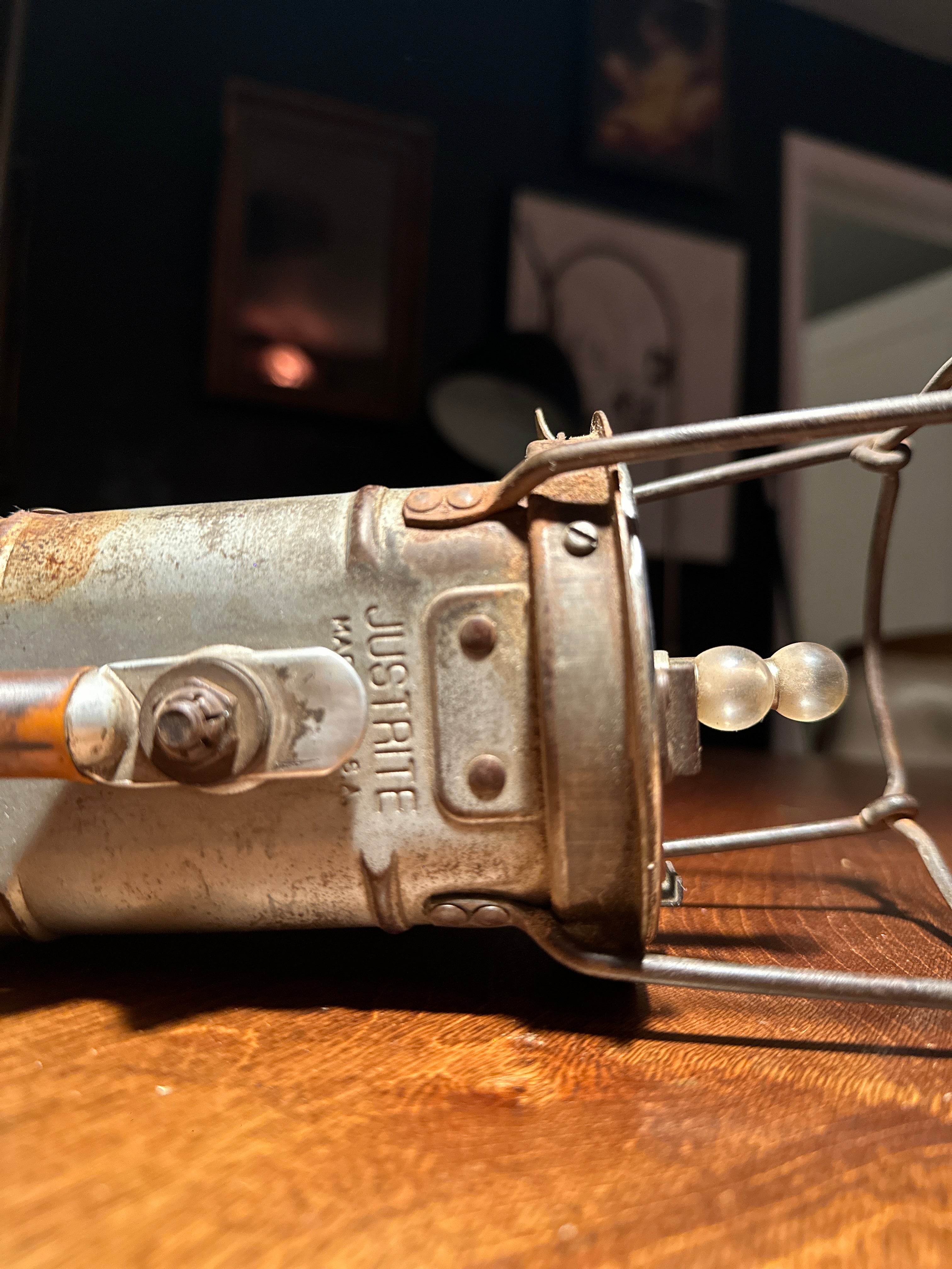 Antique Justrite Safety Lamp | Industrial Inspection Light Early 20th Century