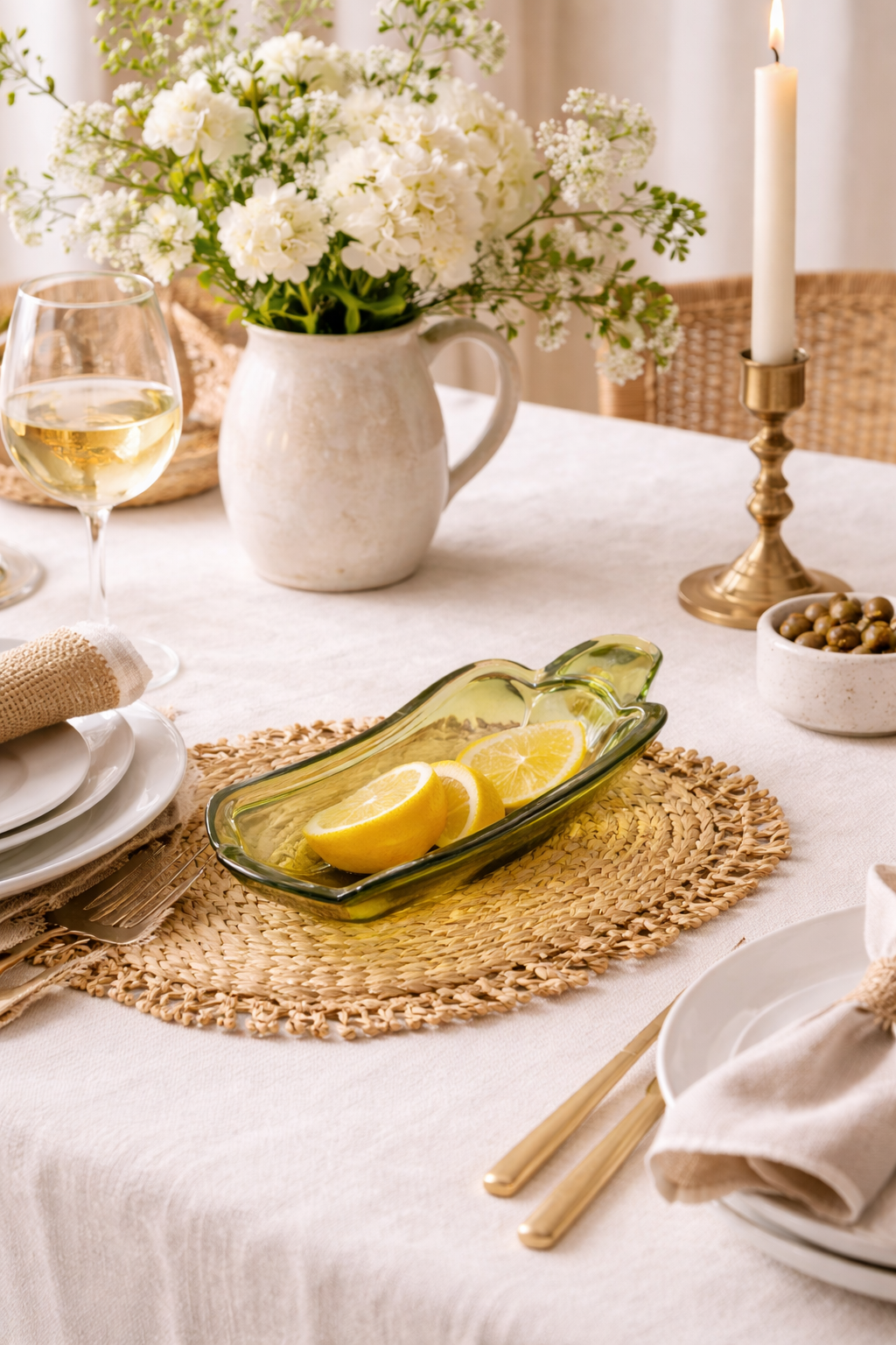 c.1960s Indiana Glass Avocado Green Banana Split Dishes (Set of 6)