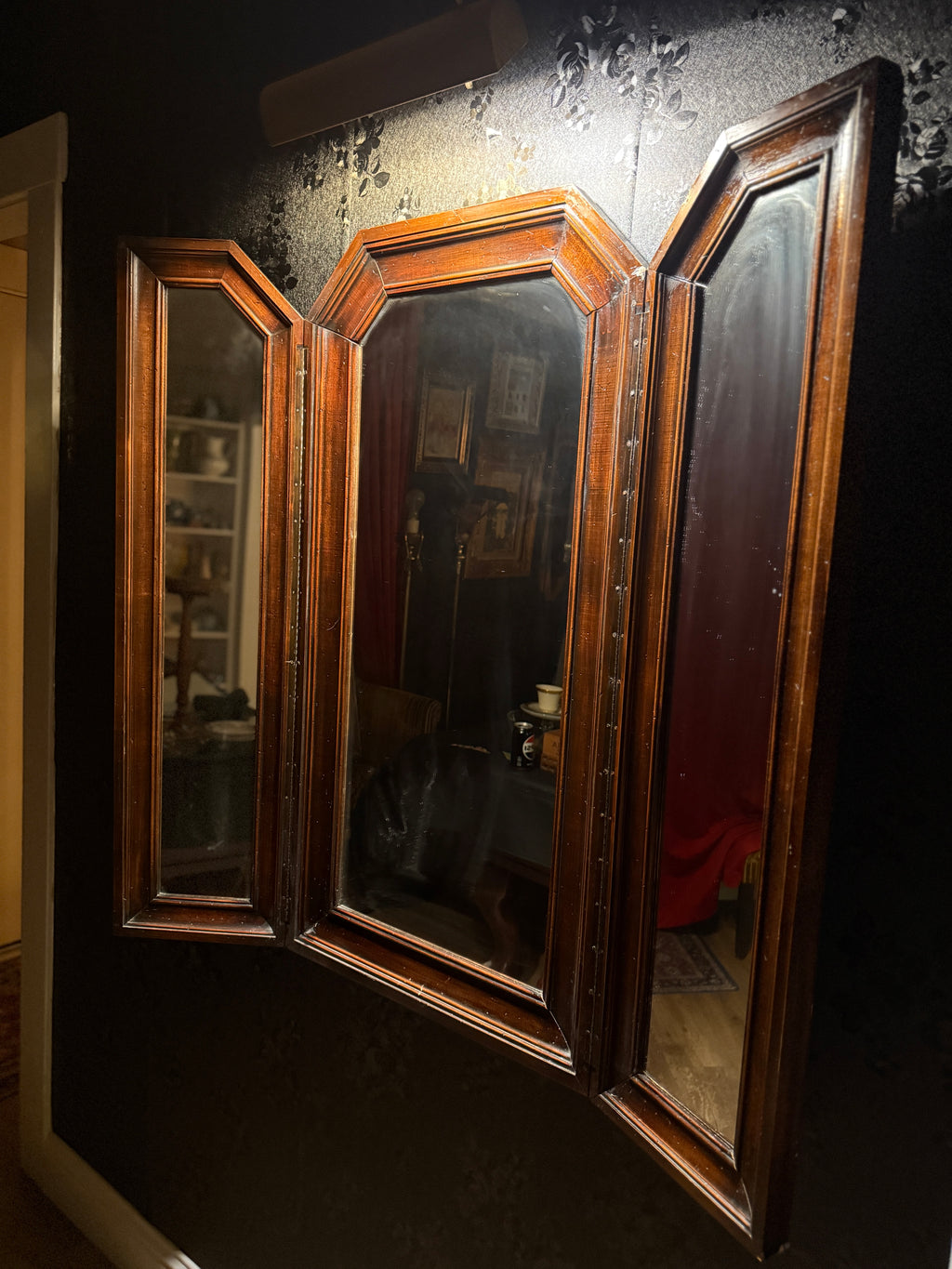 Italian Tri-Panel Parlor Mirror with Hand-Finished Brass, c. 1920–1935