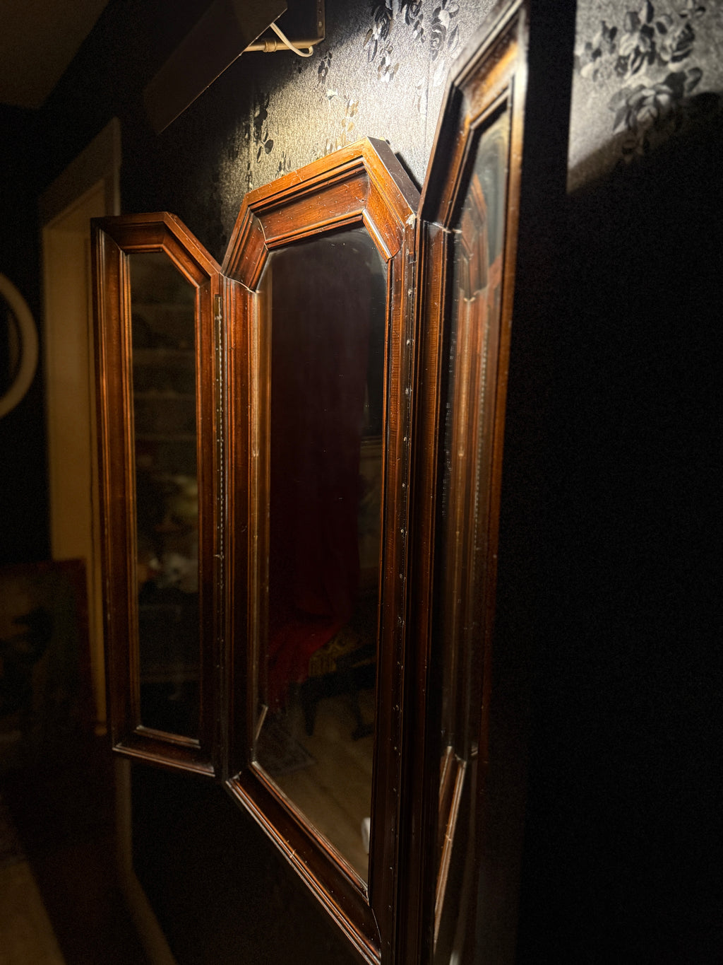 Italian Tri-Panel Parlor Mirror with Hand-Finished Brass, c. 1920–1935