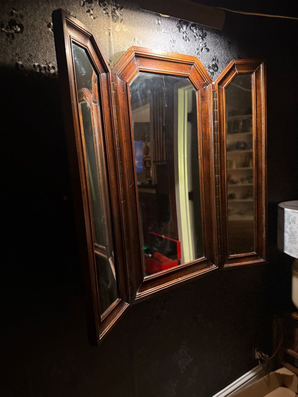 Italian Tri-Panel Parlor Mirror with Hand-Finished Brass, c. 1920–1935