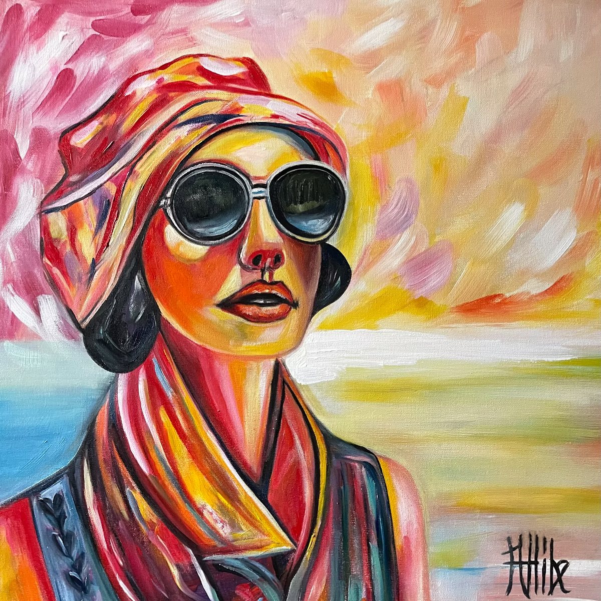 Figurative Painting, Original Acrylic "The Distance Within" — Contemporary Portrait | Kat Allibe