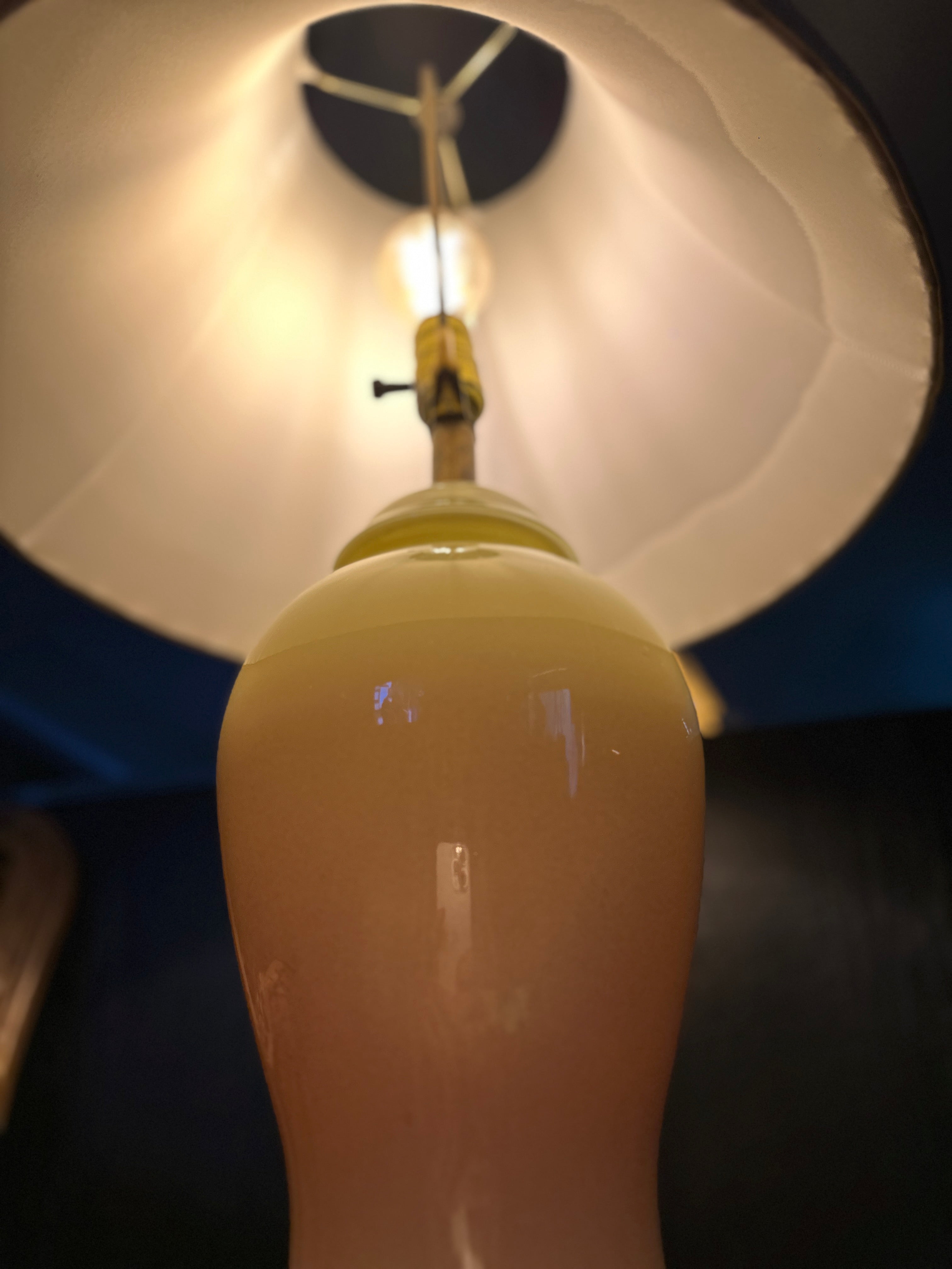 Mid-Century Opaline Glass Table Lamp with Peach Ombré Body, c. 1950s