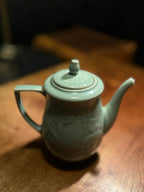 Mid-Century Vintage Chinese Celadon Porcelain Teapot with Fish Relief, c. 1950s