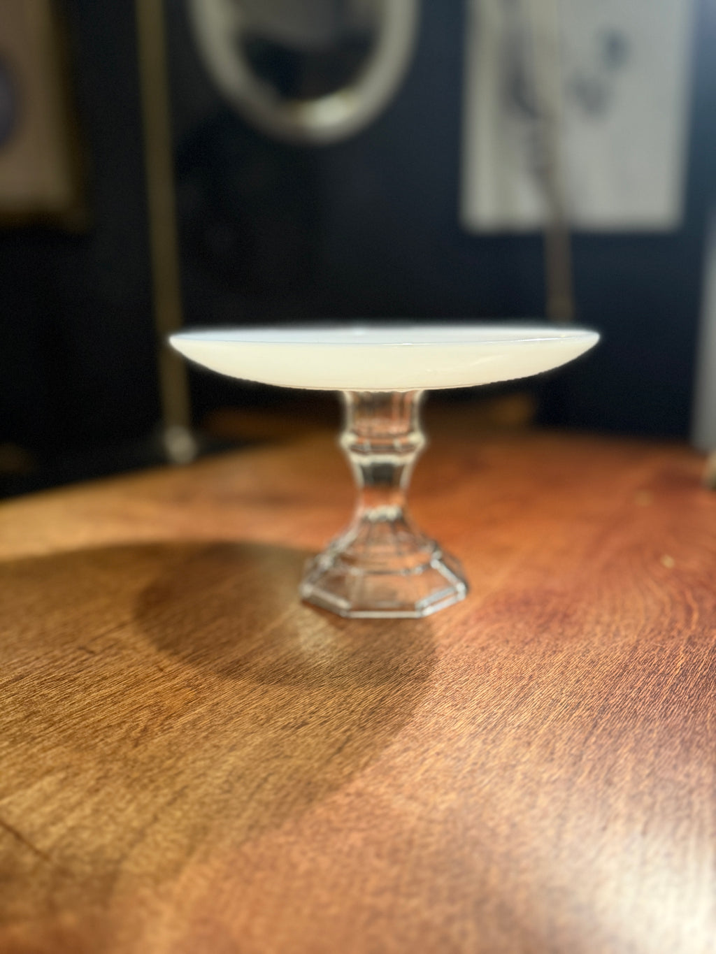 Milk Glass Pedestal Compote with Rose Motif, c. 1940–1955