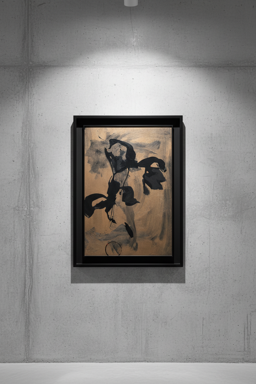 Nasser Assar Abstract Oil on Wood Panel, 2004