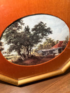 Antique Octagonal Gilt Frame with Oval Pastoral Landscape, c. late 19th–early 20th century (1880–1910)