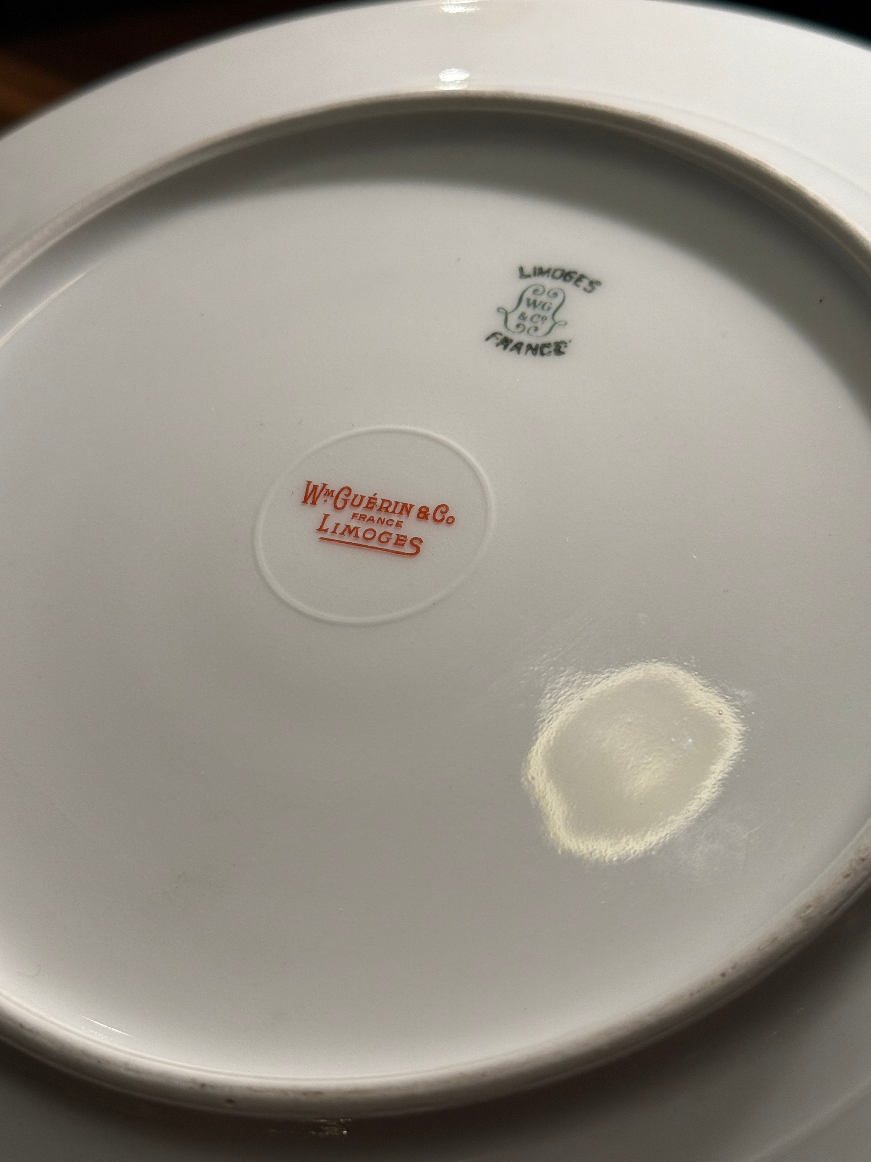 Pair of Antique French Limoges Porcelain Plates by Wm. Guérin & Co., Belle Époque, c. 1900–1914