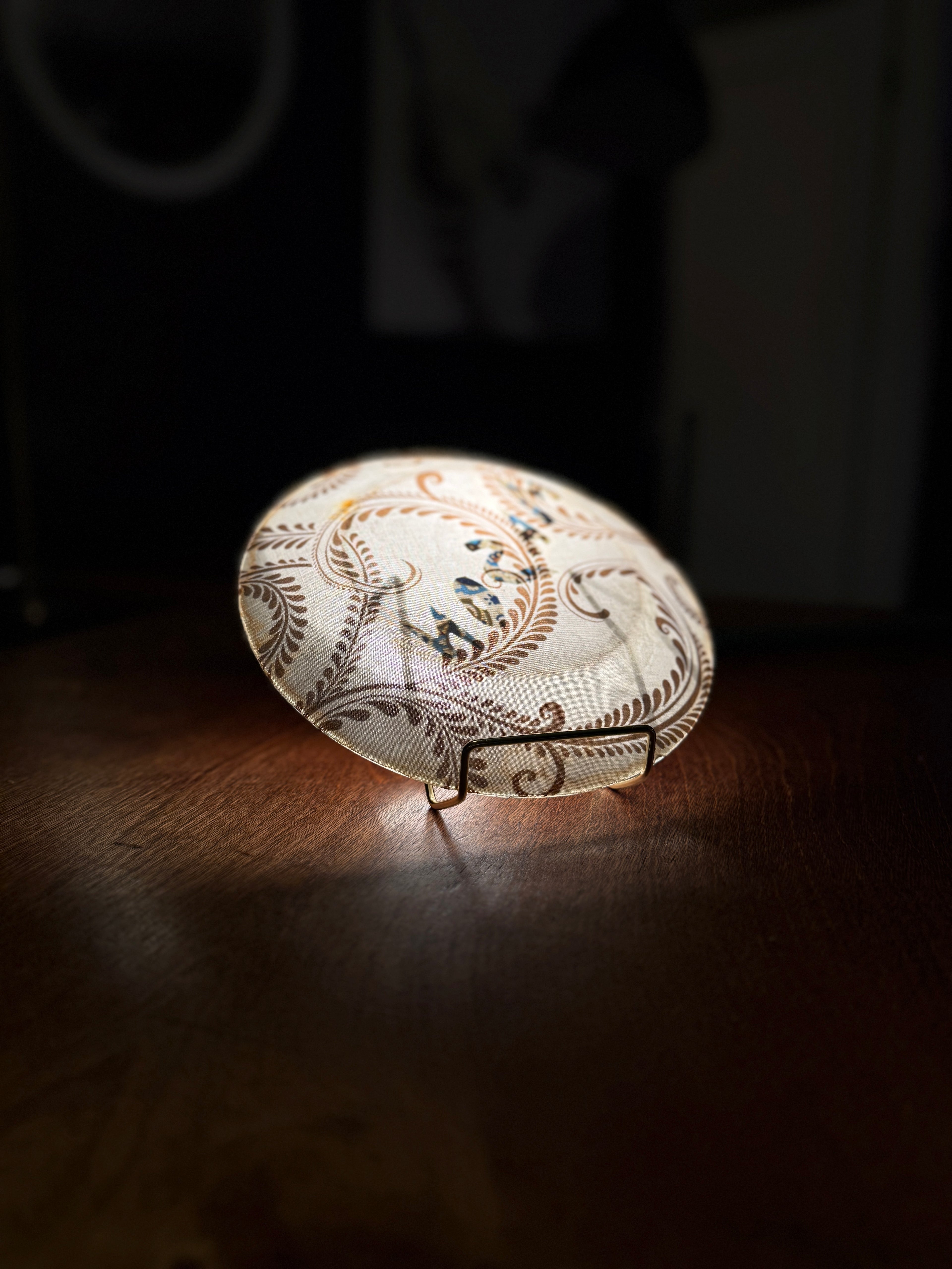 Reverse-Painted Glass Decorative Plate with Mason’s Transfer, Late Victorian, c. 1880s–1900s