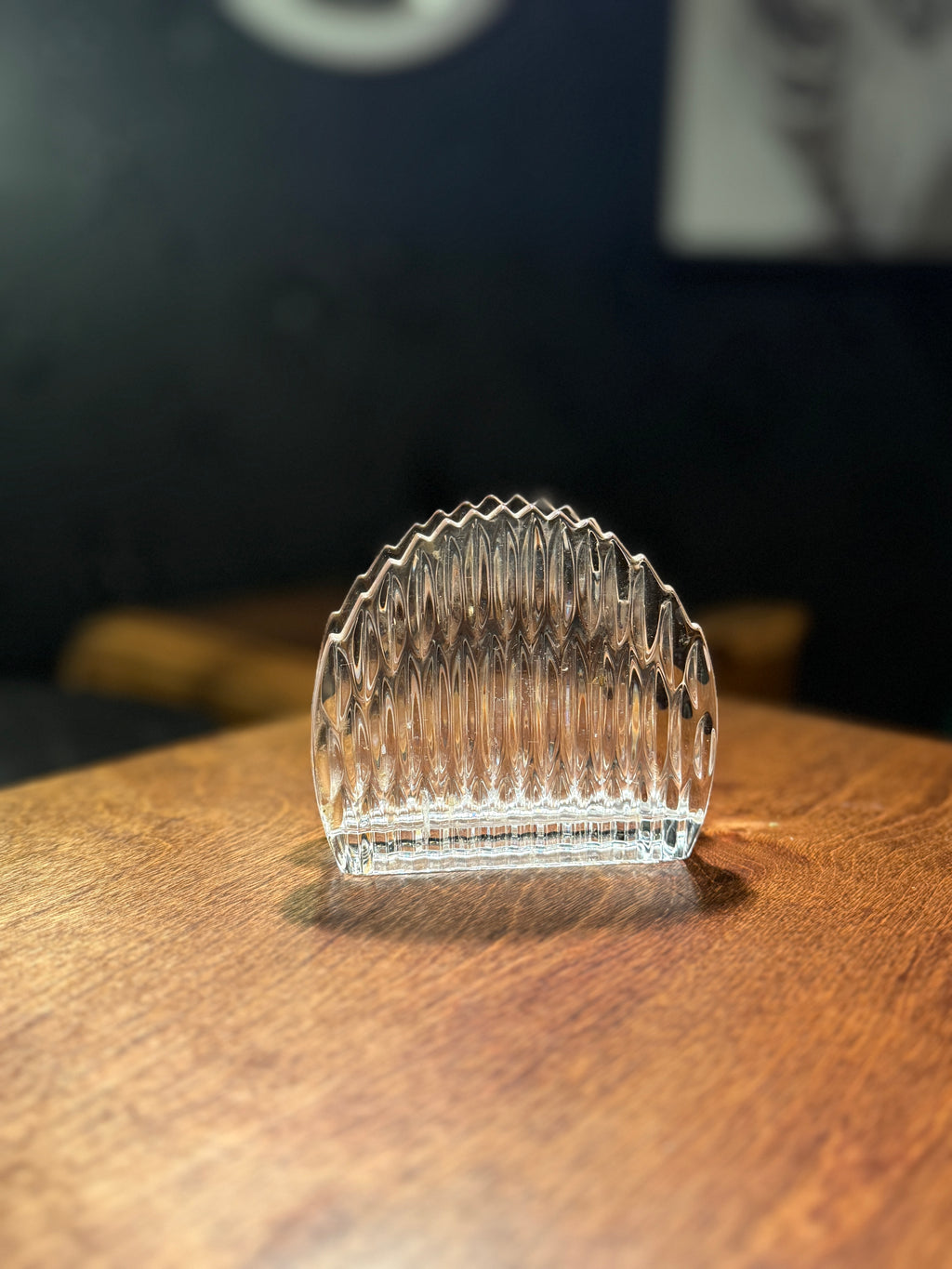 Mid-Century Ribbed Glass Napkin Holder c. 1940s–1950s | Vintage Tableware