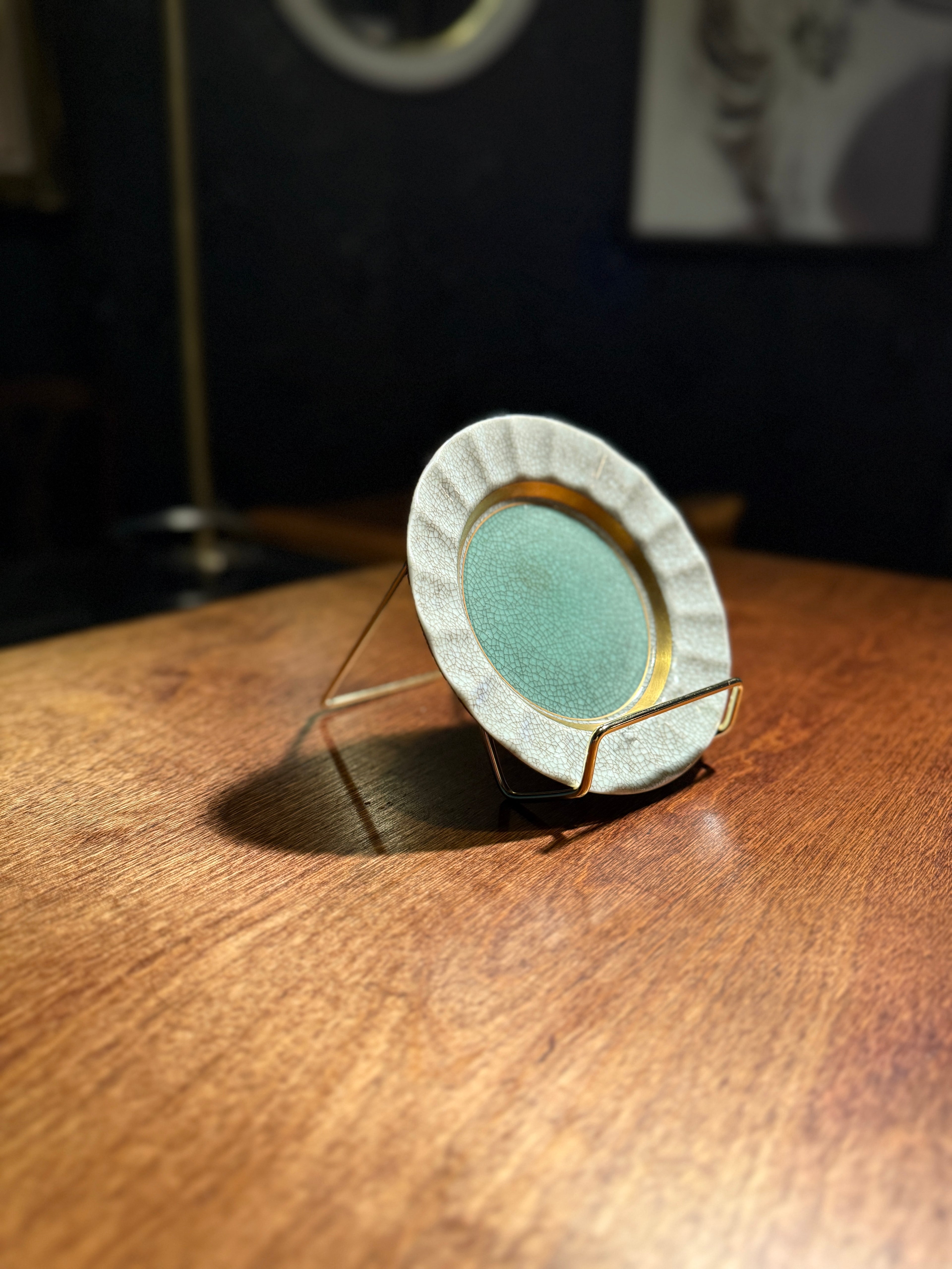 Royal Copenhagen Plate with Intentional Craquelure Glaze and Celadon Center, Denmark (c. 1915–1930)