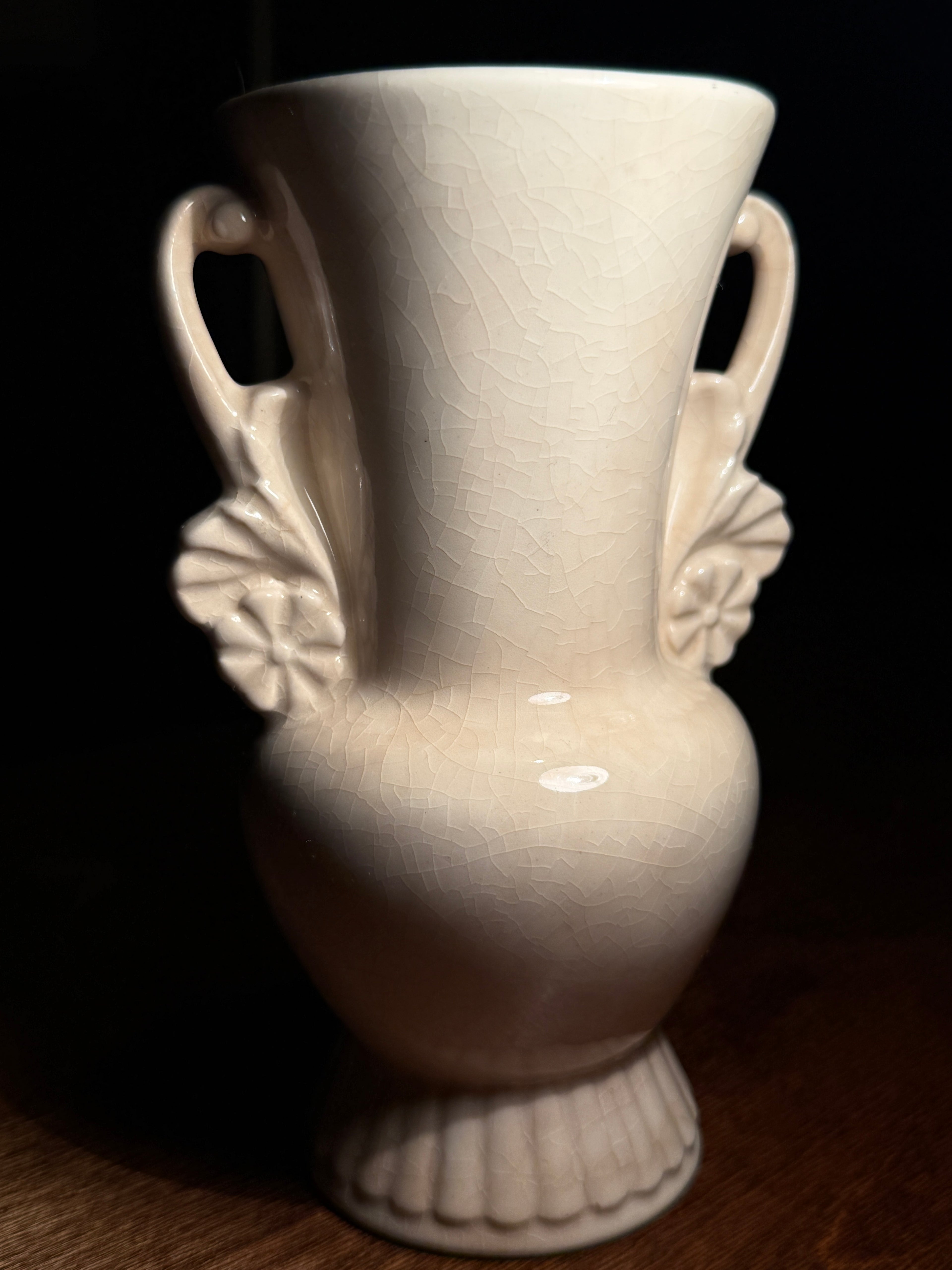 Royal Copley Hand-Painted Pottery Vase with Twin Handles, c. 1935–1945
