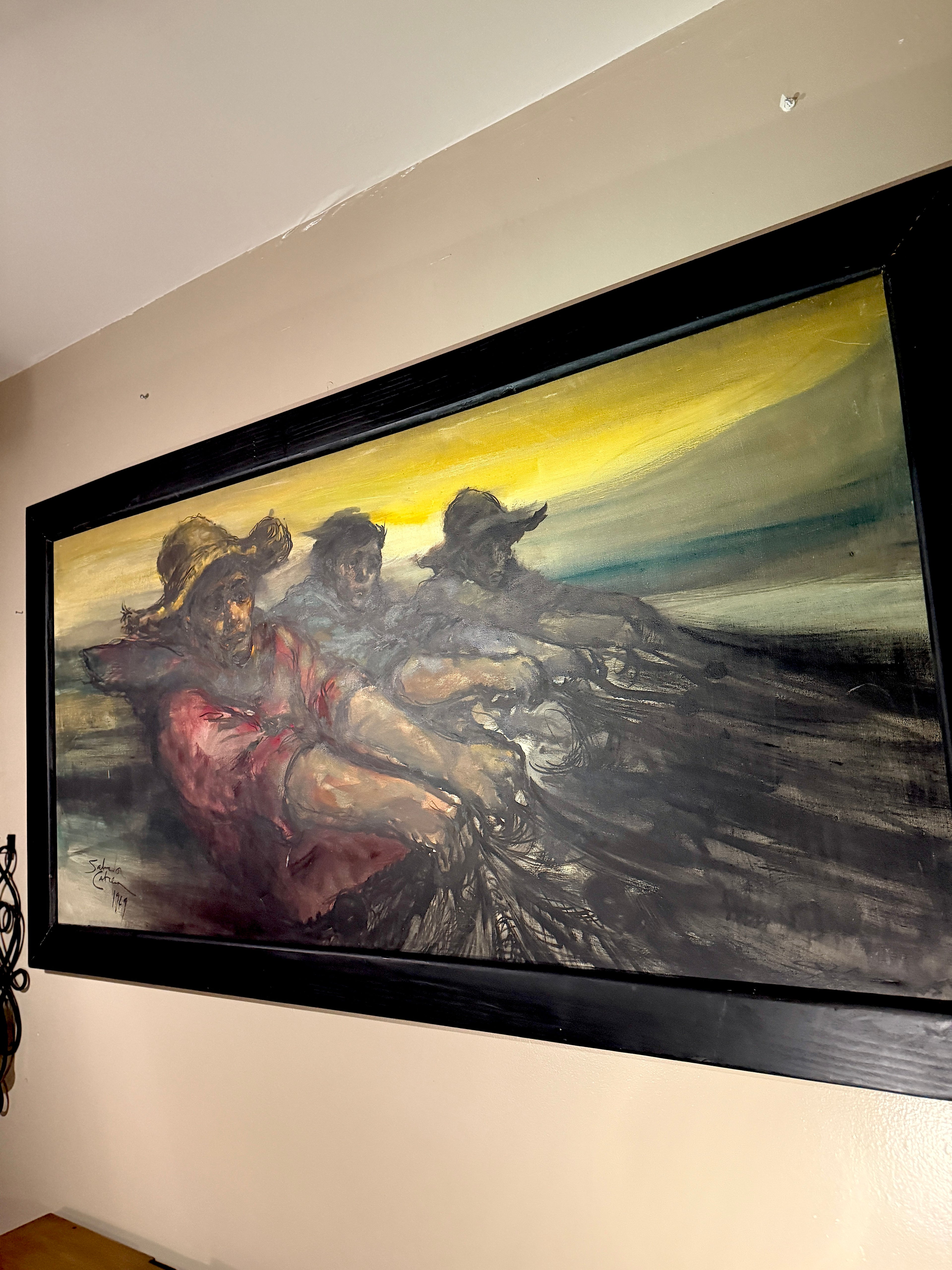 Salvador Cabrera Filipino Social Realism Painting c.1969 – Fishermen Oil on Canvas, 30×60