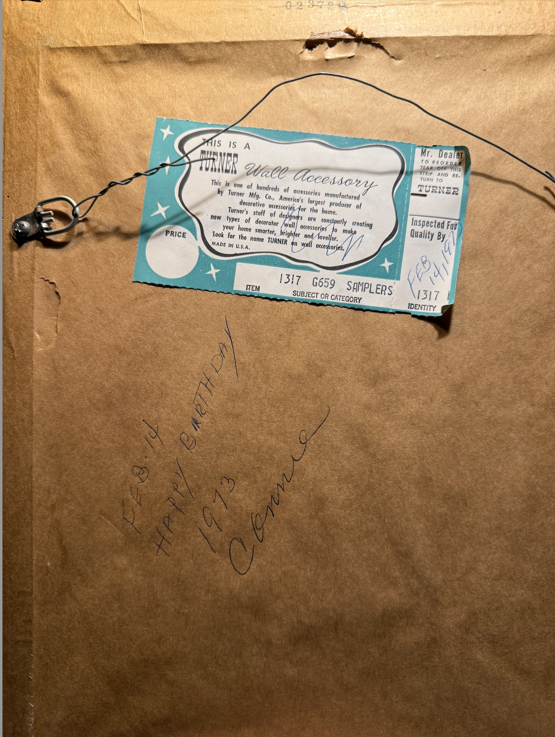 Turner Wall Accessory Sampler – All to Myself I Think of You Poem, Framed Cross-Stitch, Dated 1973