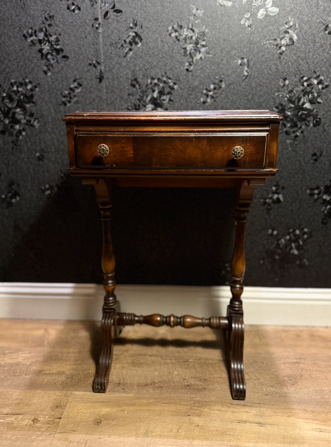 Mahogany Turned-Leg Side Table, c. 1940s
