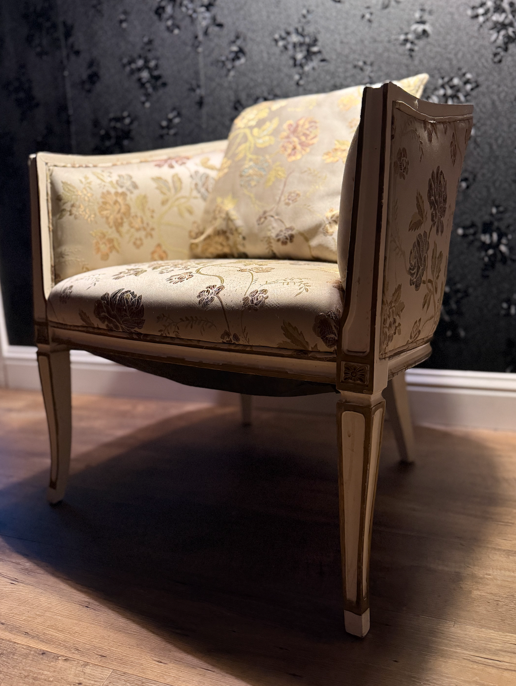 French Louis XVI-Style Barrel Back Chair (PAIR), c. 1950s