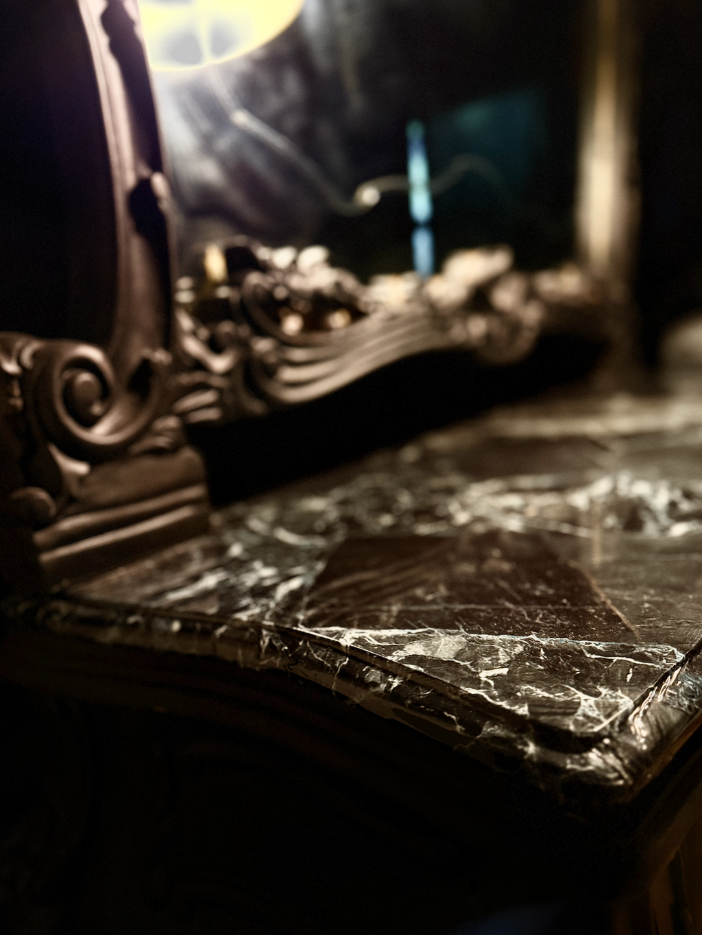 French Rococo Revival Black Marble Vanity, c. 1930–1945