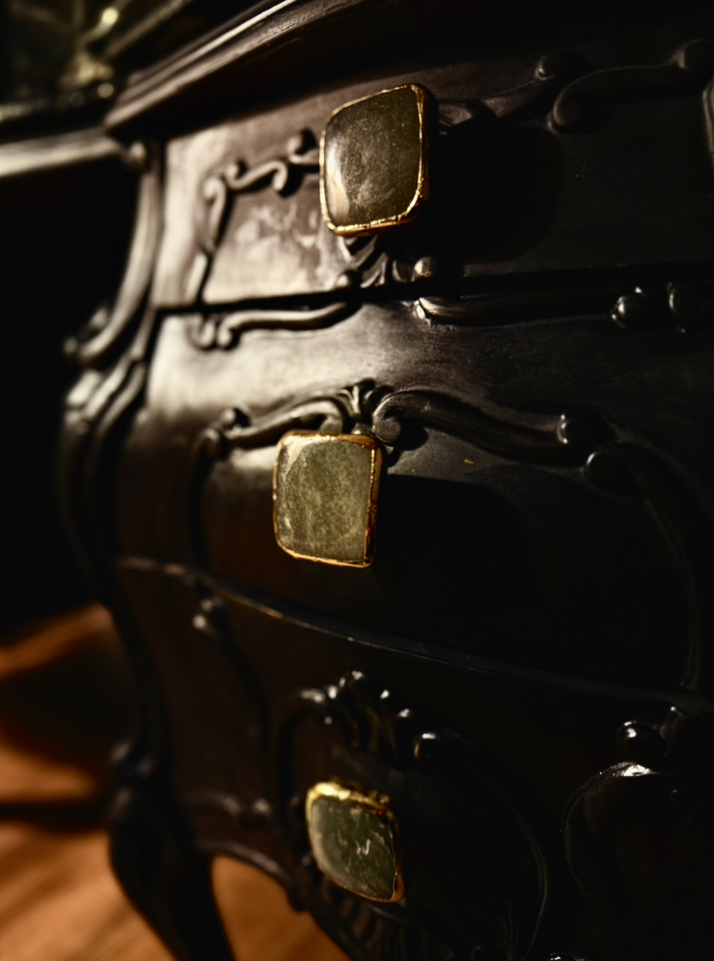 French Rococo Revival Black Marble Vanity, c. 1930–1945