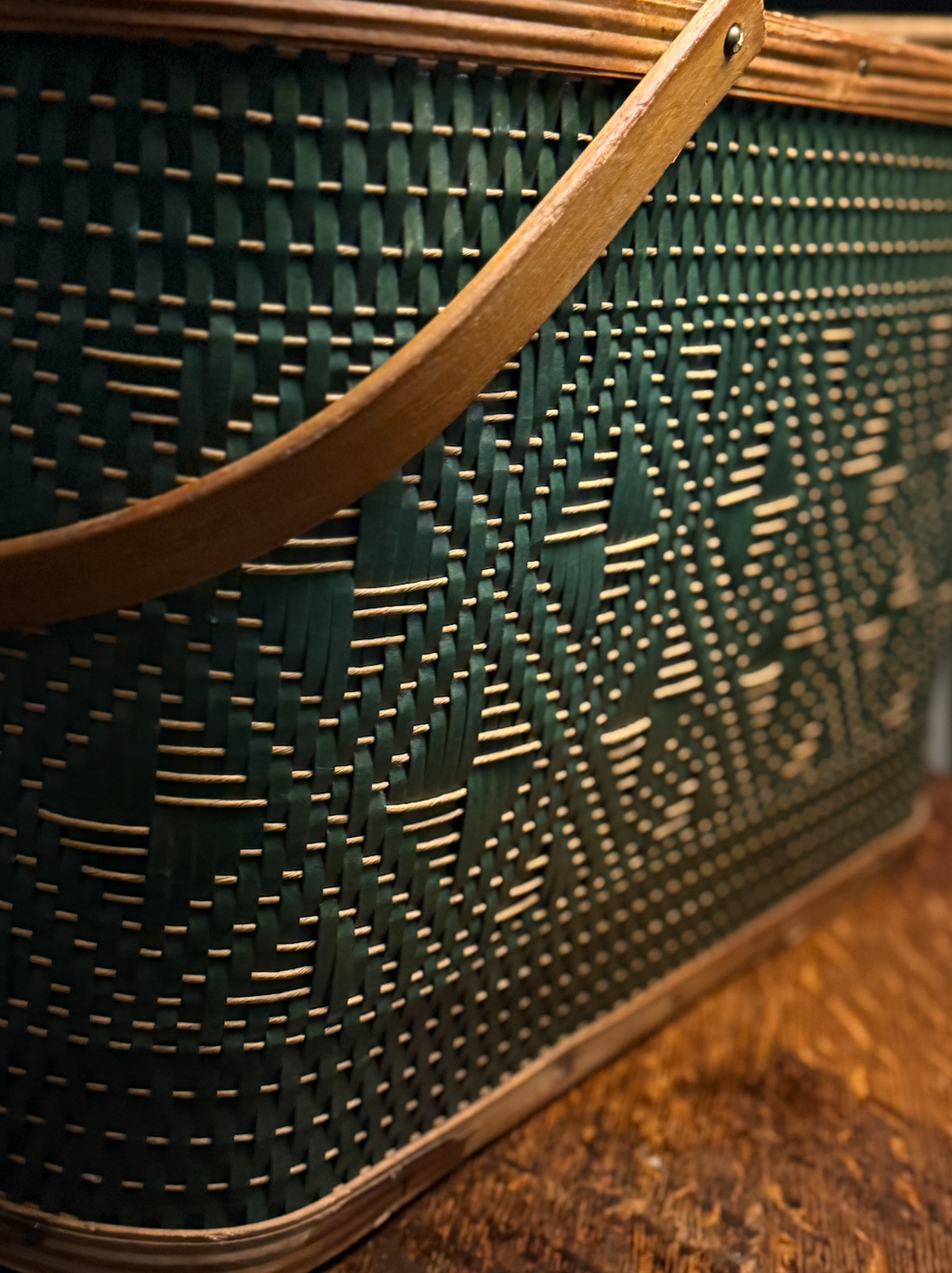 Mid-Century Woven Picnic Basket by The Redmon Company, Peru, Indiana — Circa 1955–1960