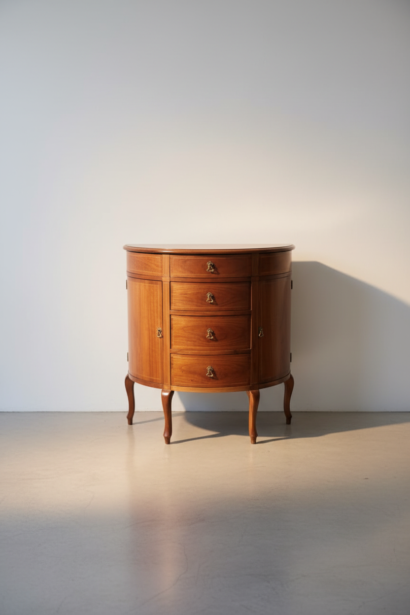 Federal Revival Demi-Lune Cabinet with Curved Drawers and Side Doors c. 1940s