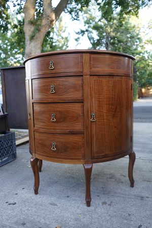 Federal Revival Demi-Lune Cabinet with Curved Drawers and Side Doors c. 1940s