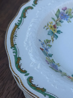 Johnson Brothers Moorland soup bowls stacked, showing the scalloped gadrooned rim