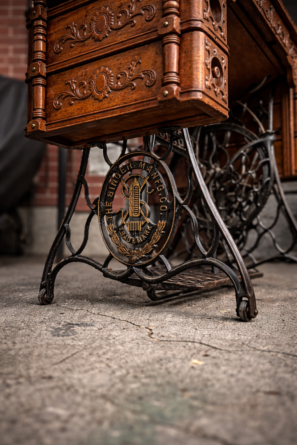 Singer Treadle Sewing Machine — Model 127 Restored Oak Cabinet c.1907