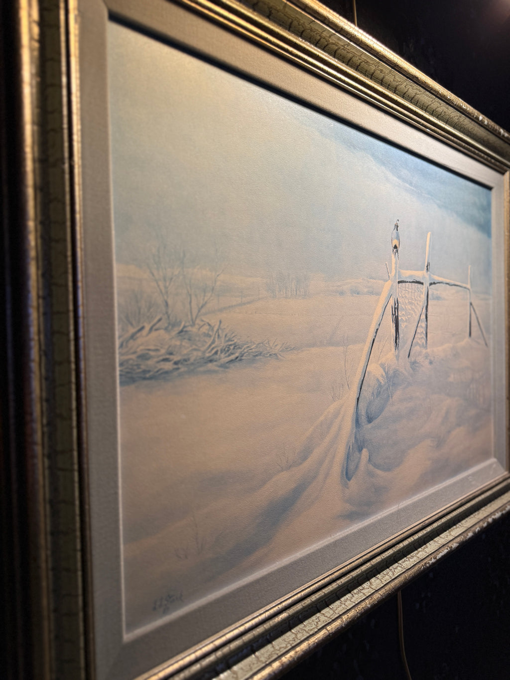The Little Sundowner (1989) — Oil on Canvas Winter Landscape by David D. Stark
