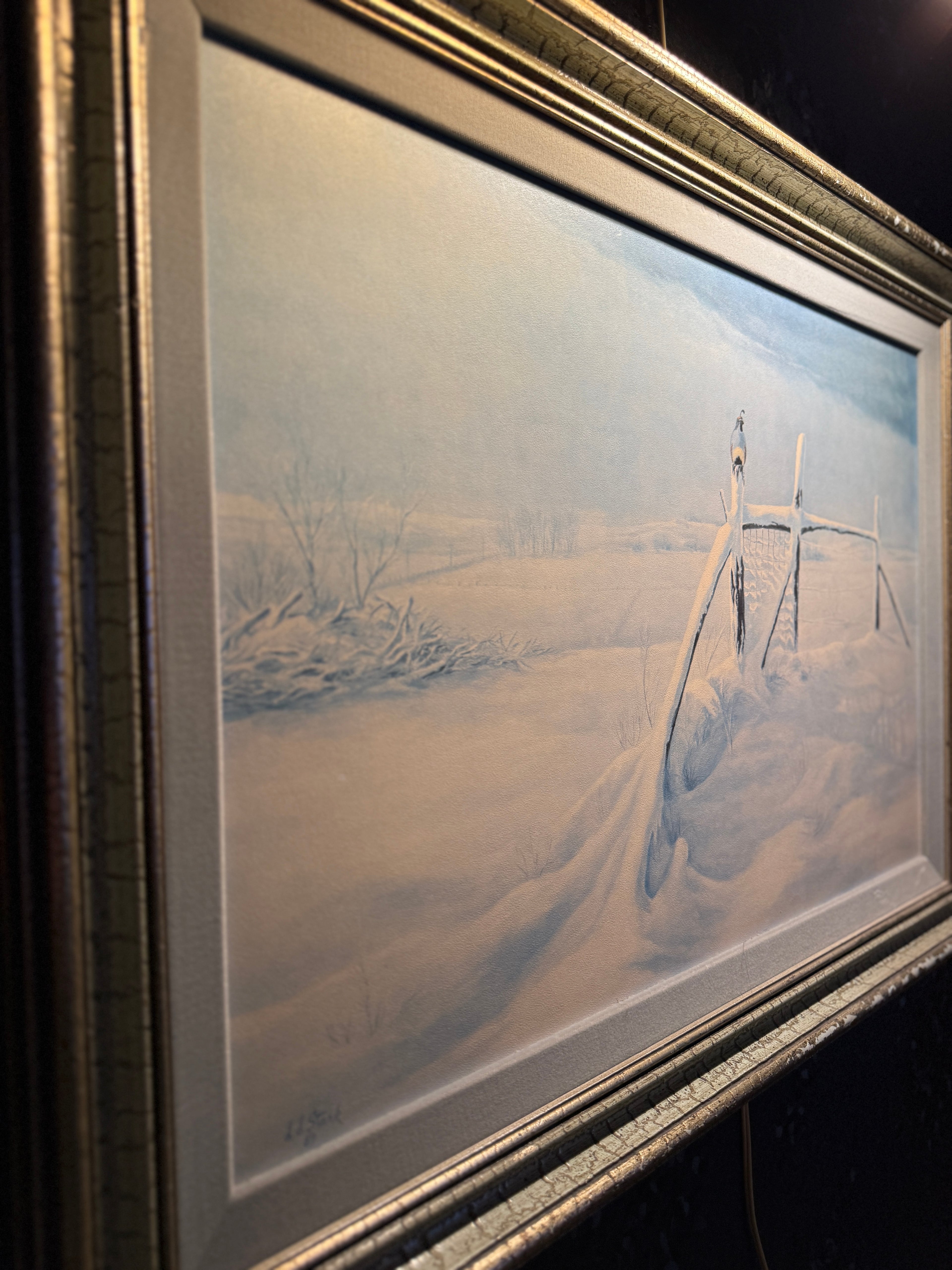 The Little Sundowner (1989) — Oil on Canvas Winter Landscape by David D. Stark